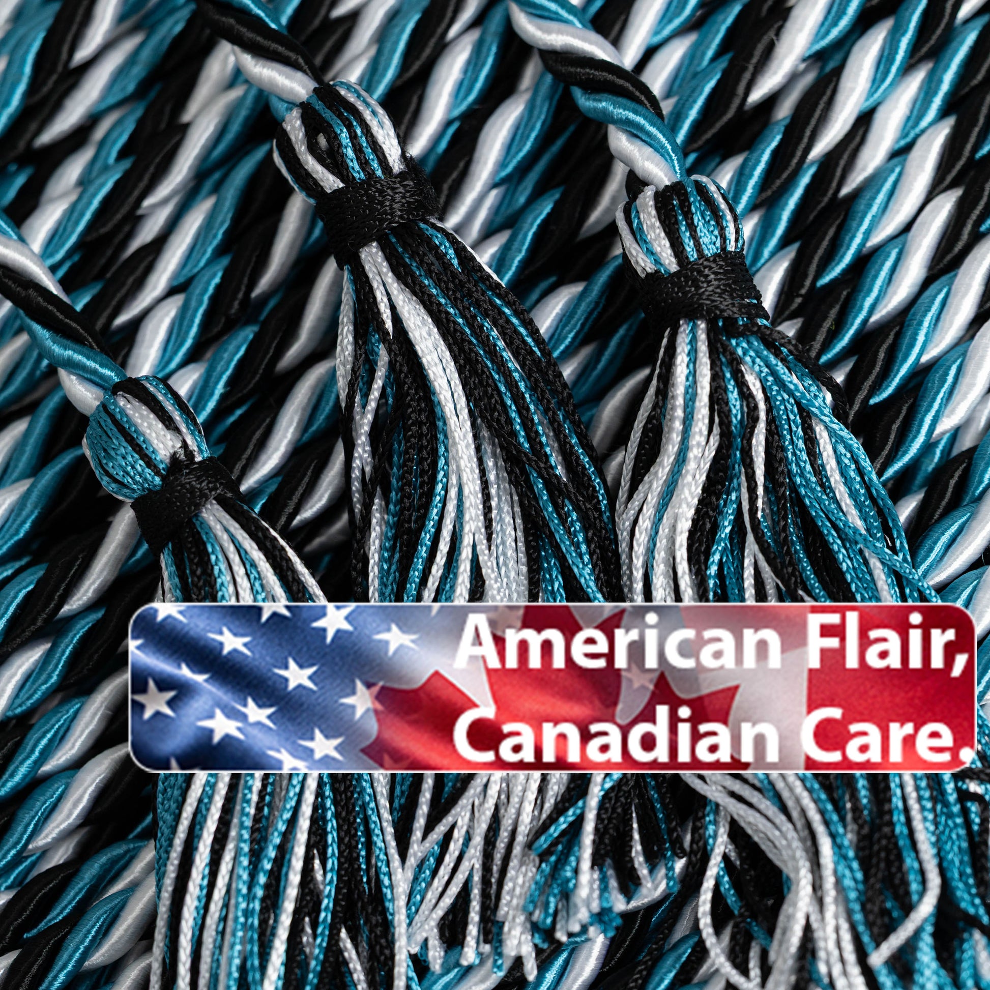 Black, Turquoise, White Graduation Honor Cord