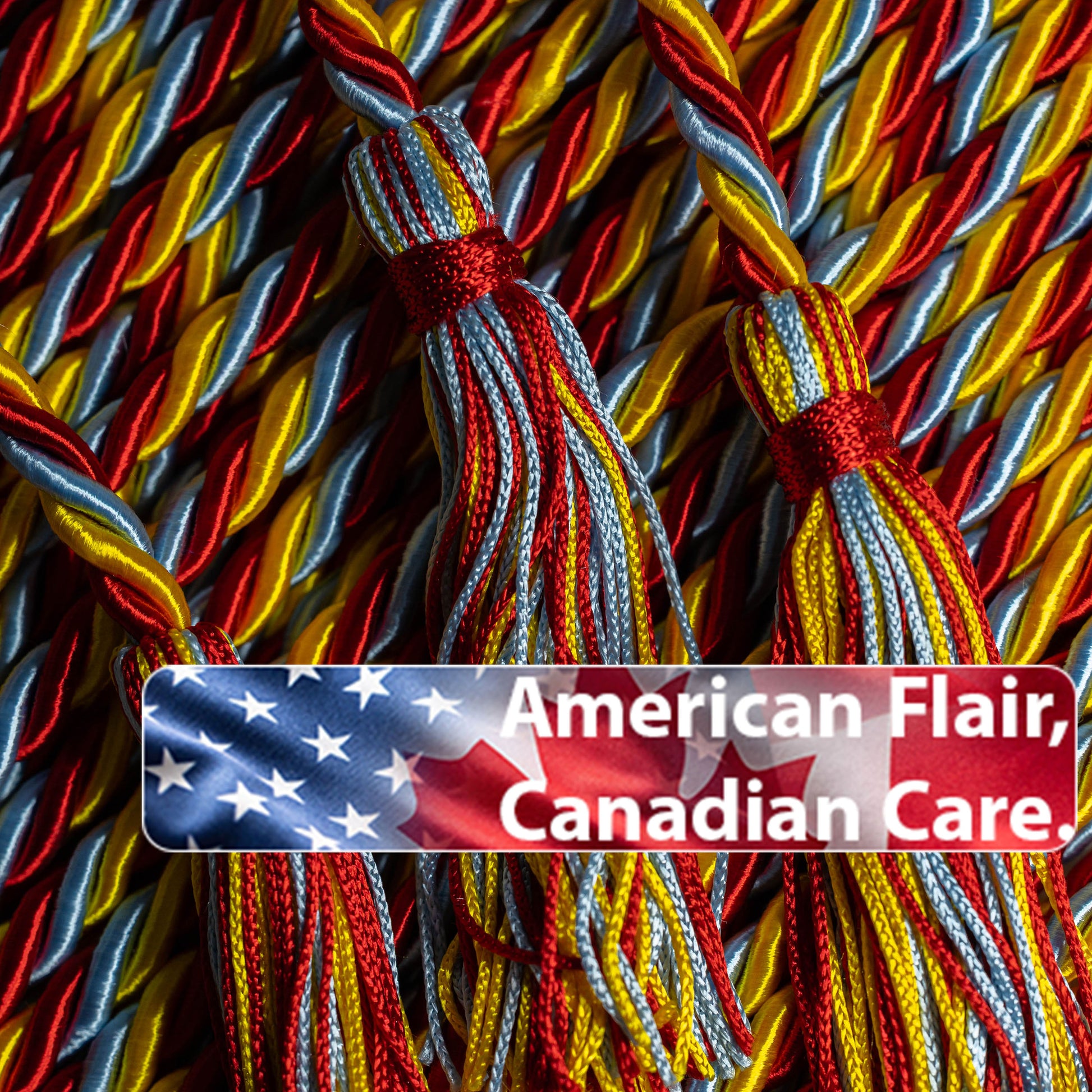 Gold, Light Blue, Red Graduation Honor Cord