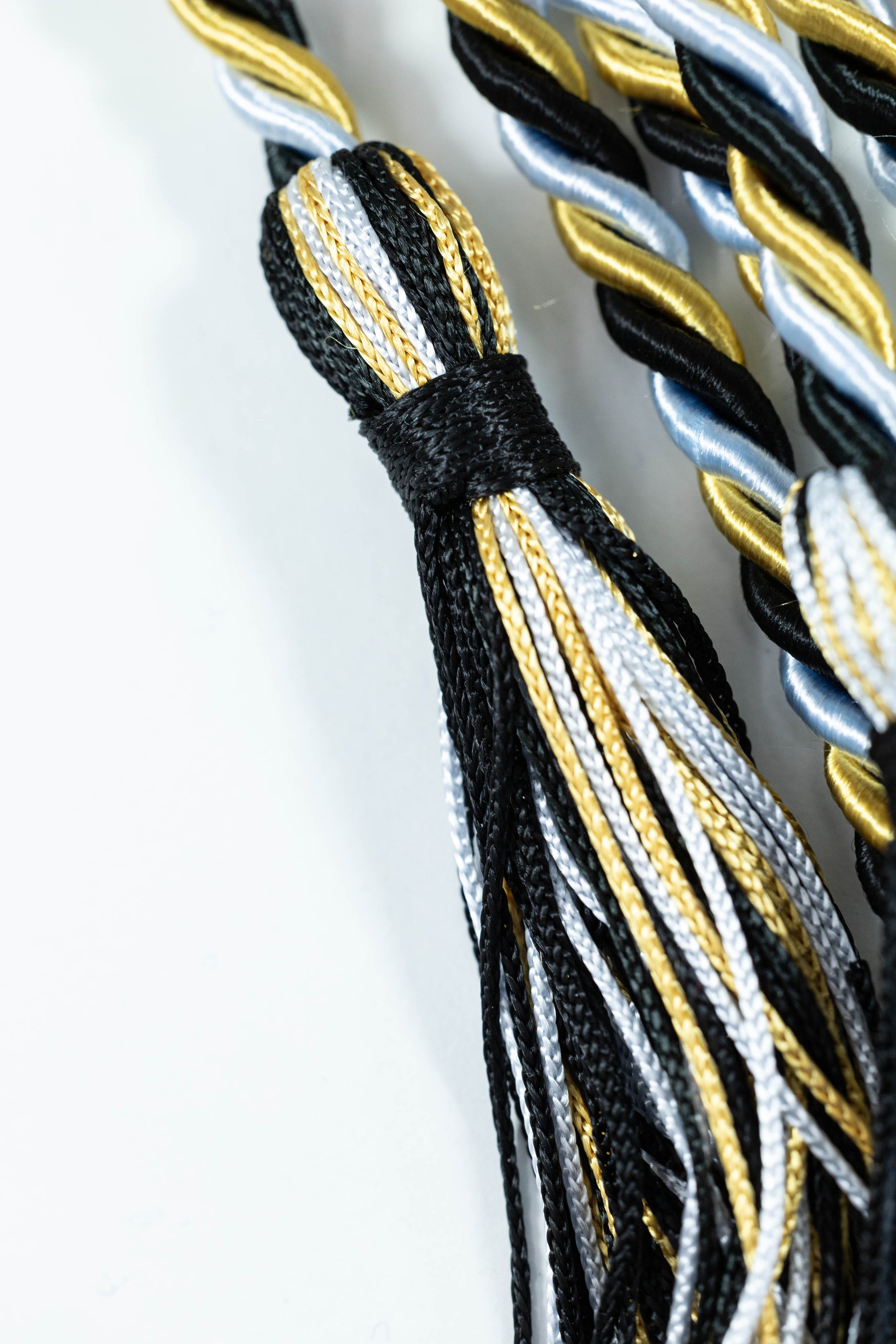 Antique Gold, Black, Light Blue Graduation cord, Honor Cord