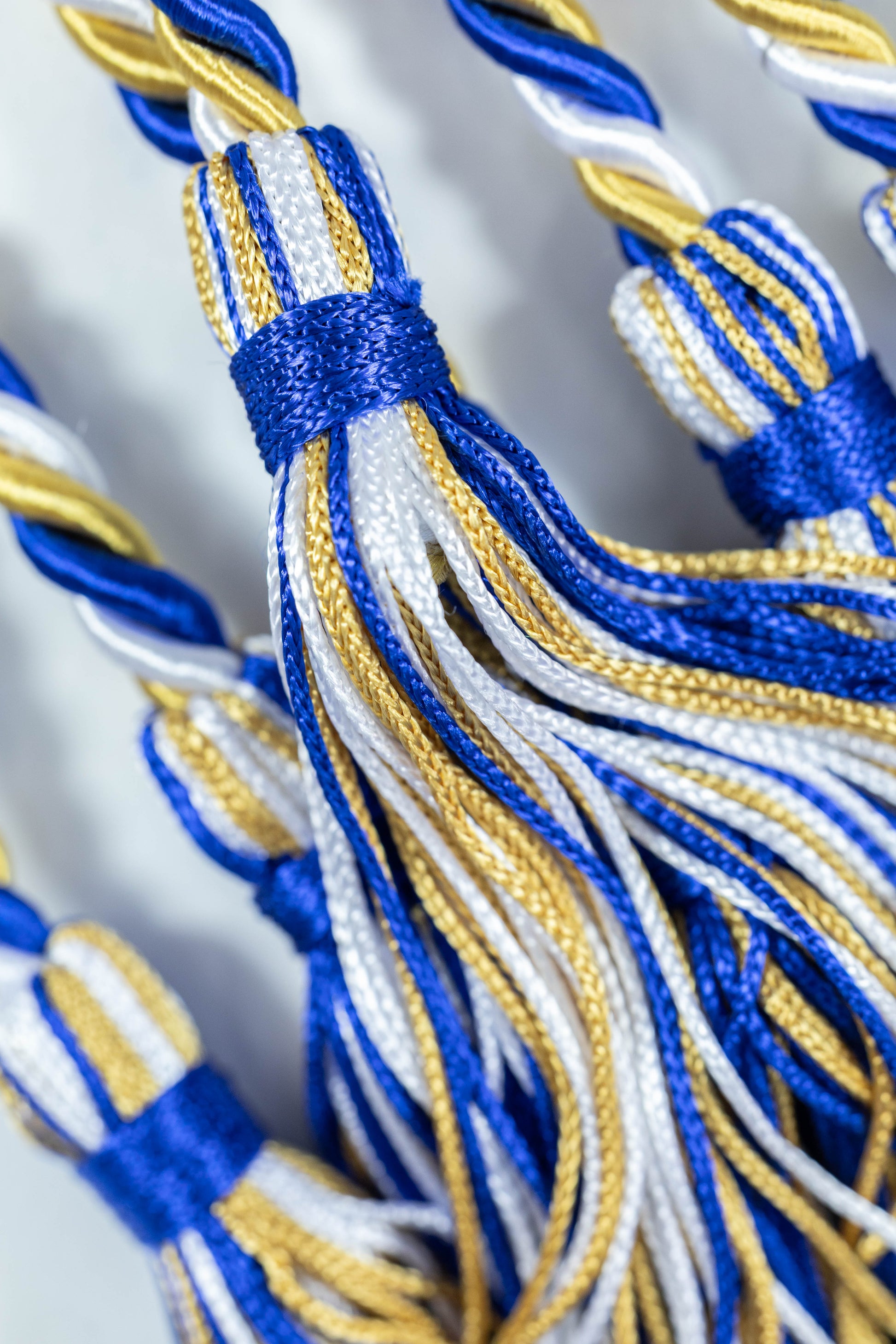 ANTIQUE GOLD, ROYAL BLUE, WHITE GRADUATION CORD, HONOR CORD