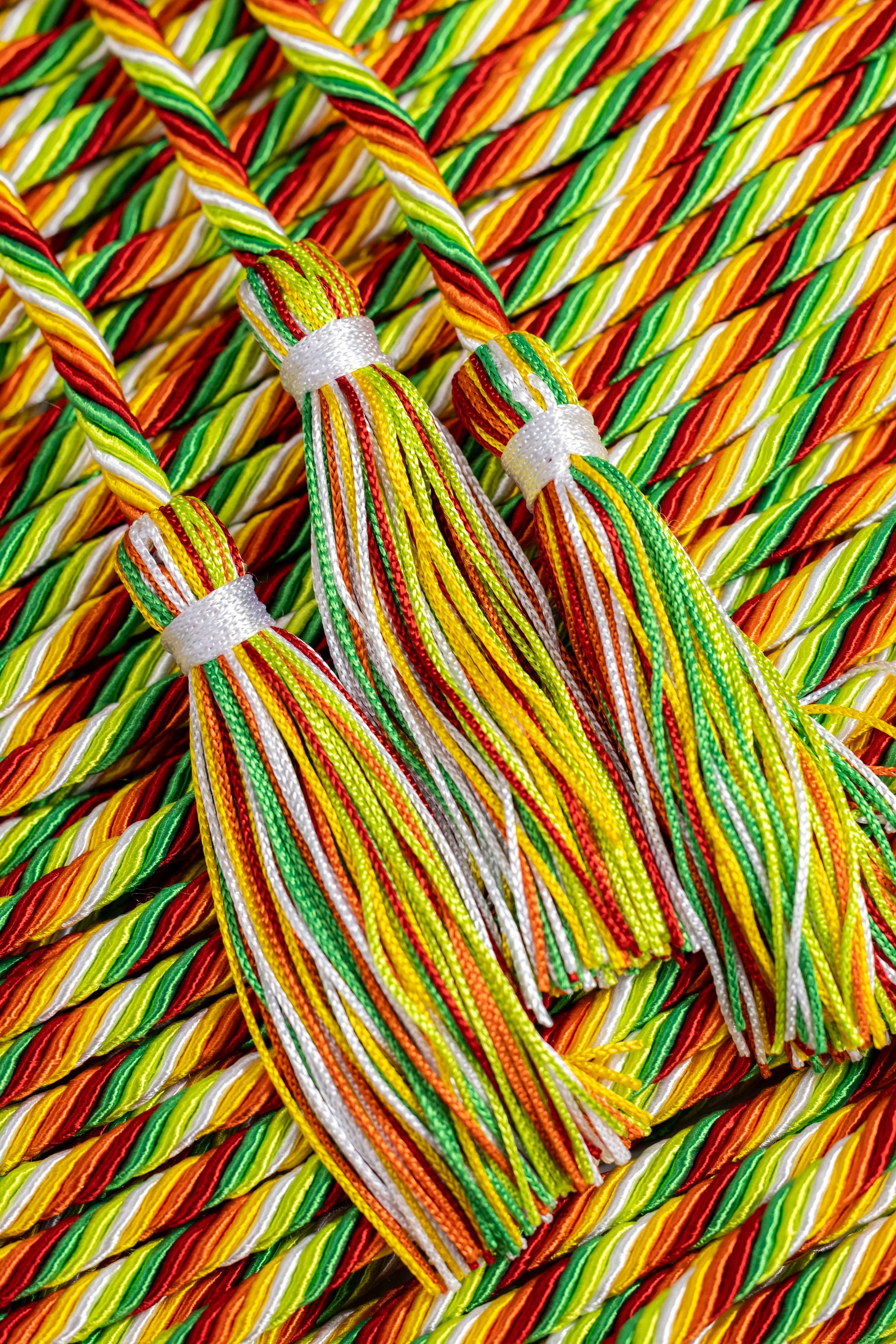 Autism Pride - Emerald, Lime, White, Gold, Orange, Red Graduation Honor Cord