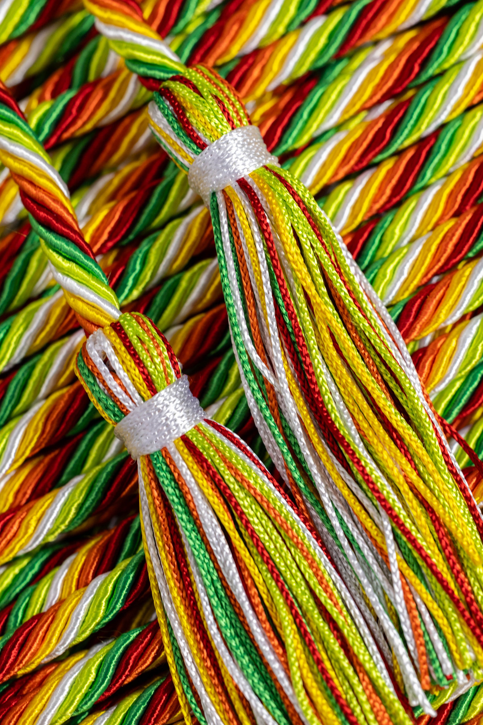 Autism Pride - Emerald, Lime, White, Gold, Orange, Red Graduation Honor Cord