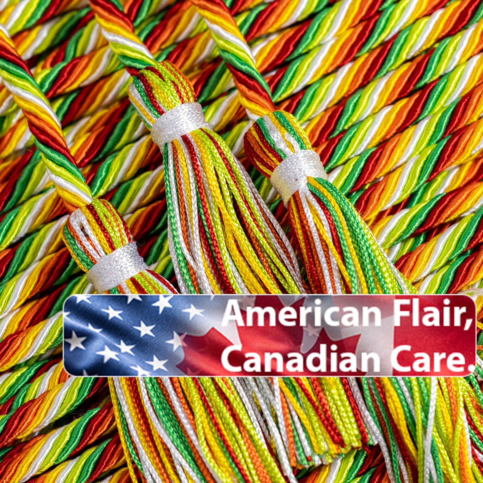 Autism Pride - Emerald, Lime, White, Gold, Orange, Red Graduation Honor Cord