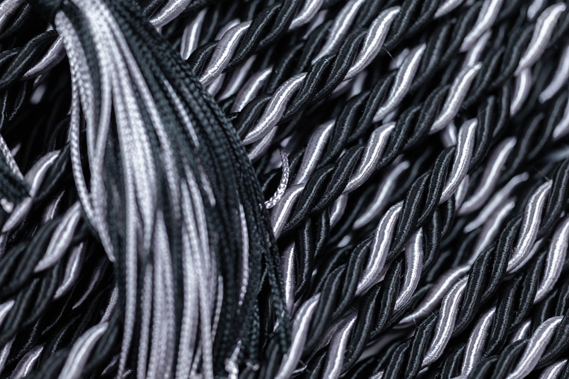 BLACK, BLACK, SILVER GRADUATION CORD, HONOR CORD