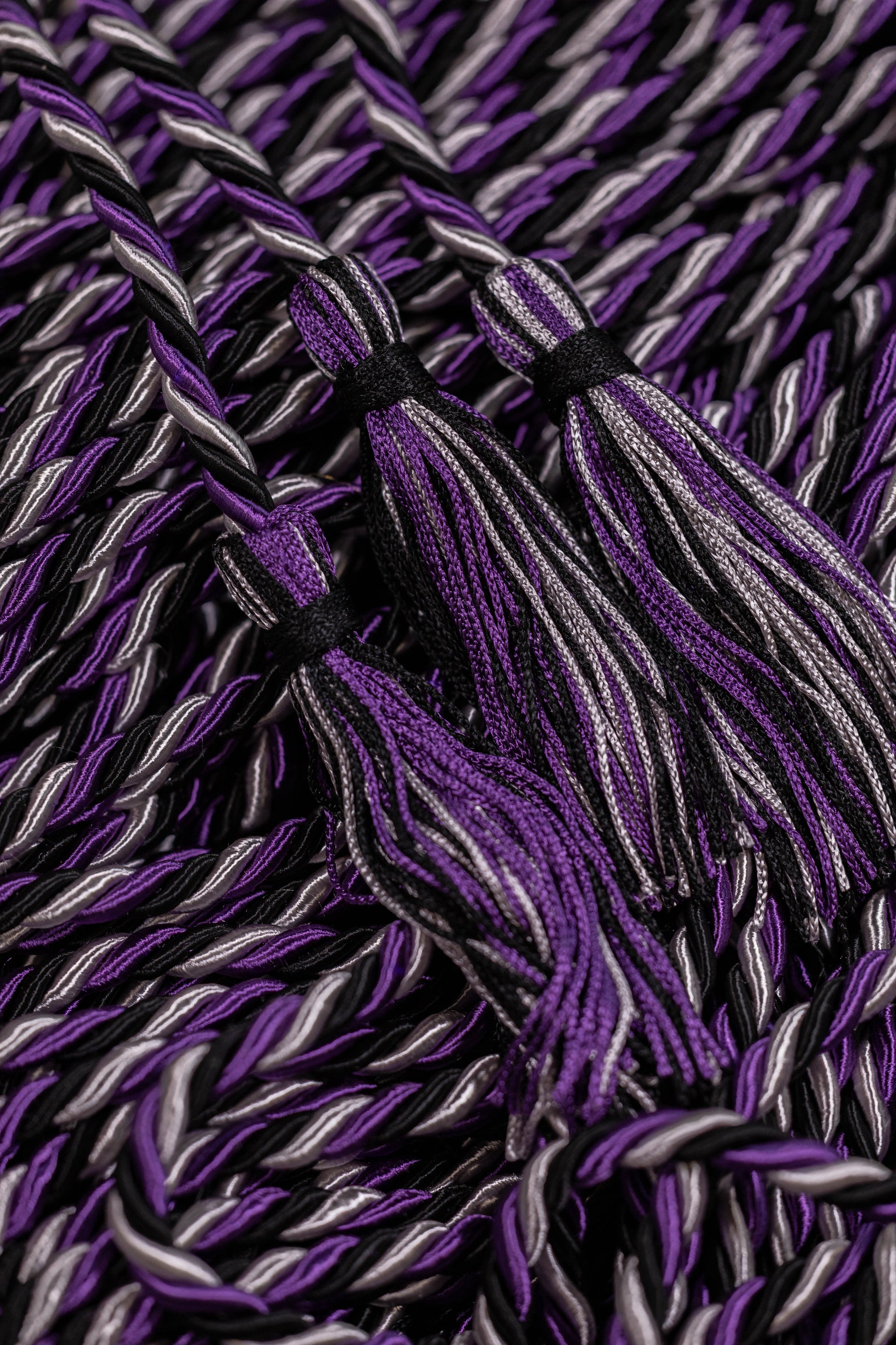 BLACK, PURPLE, SILVER GRADUATION CORD, HONOR CORD