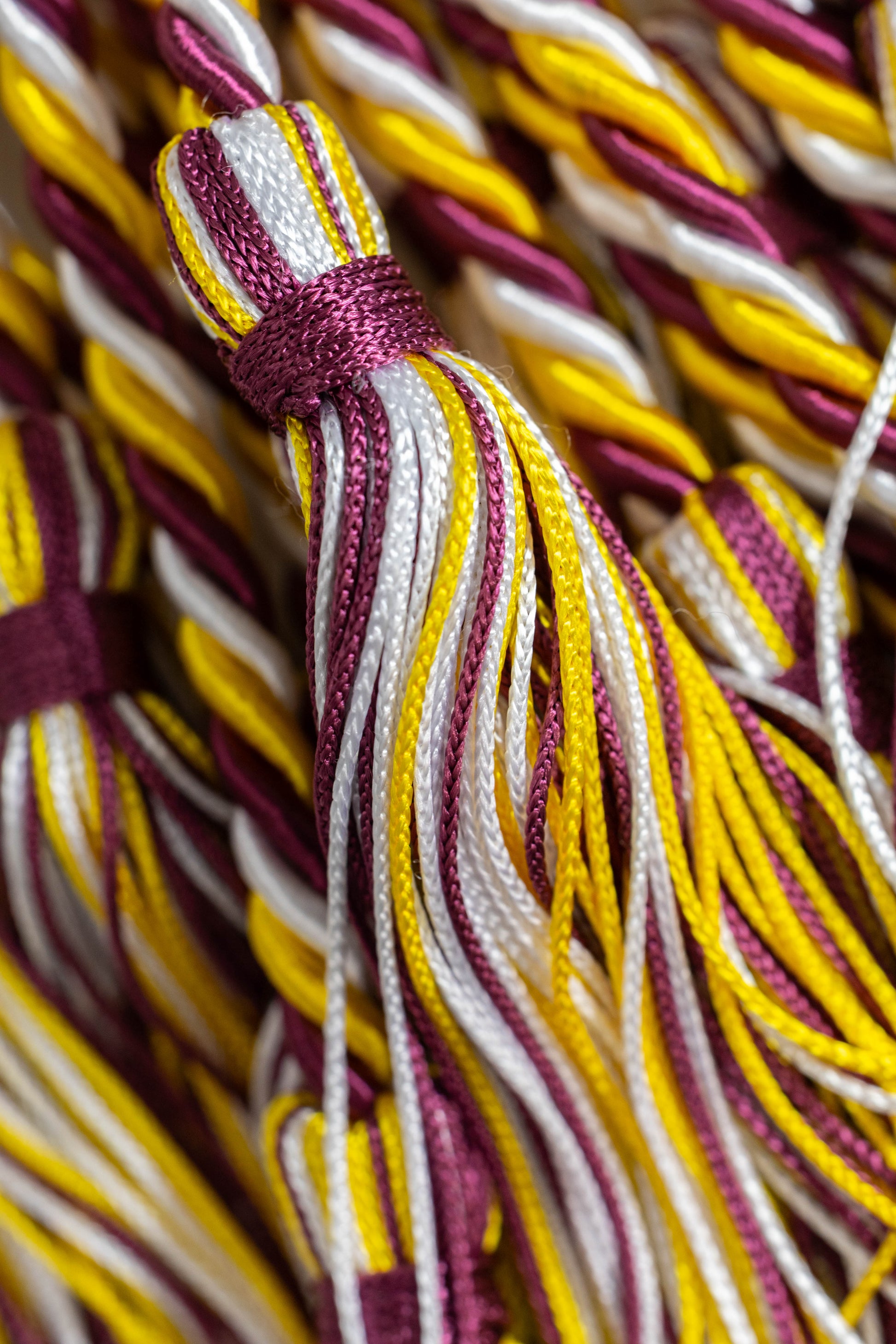 BURGUNDY, GOLD, WHITE GRADUATION CORD, HONOR CORD