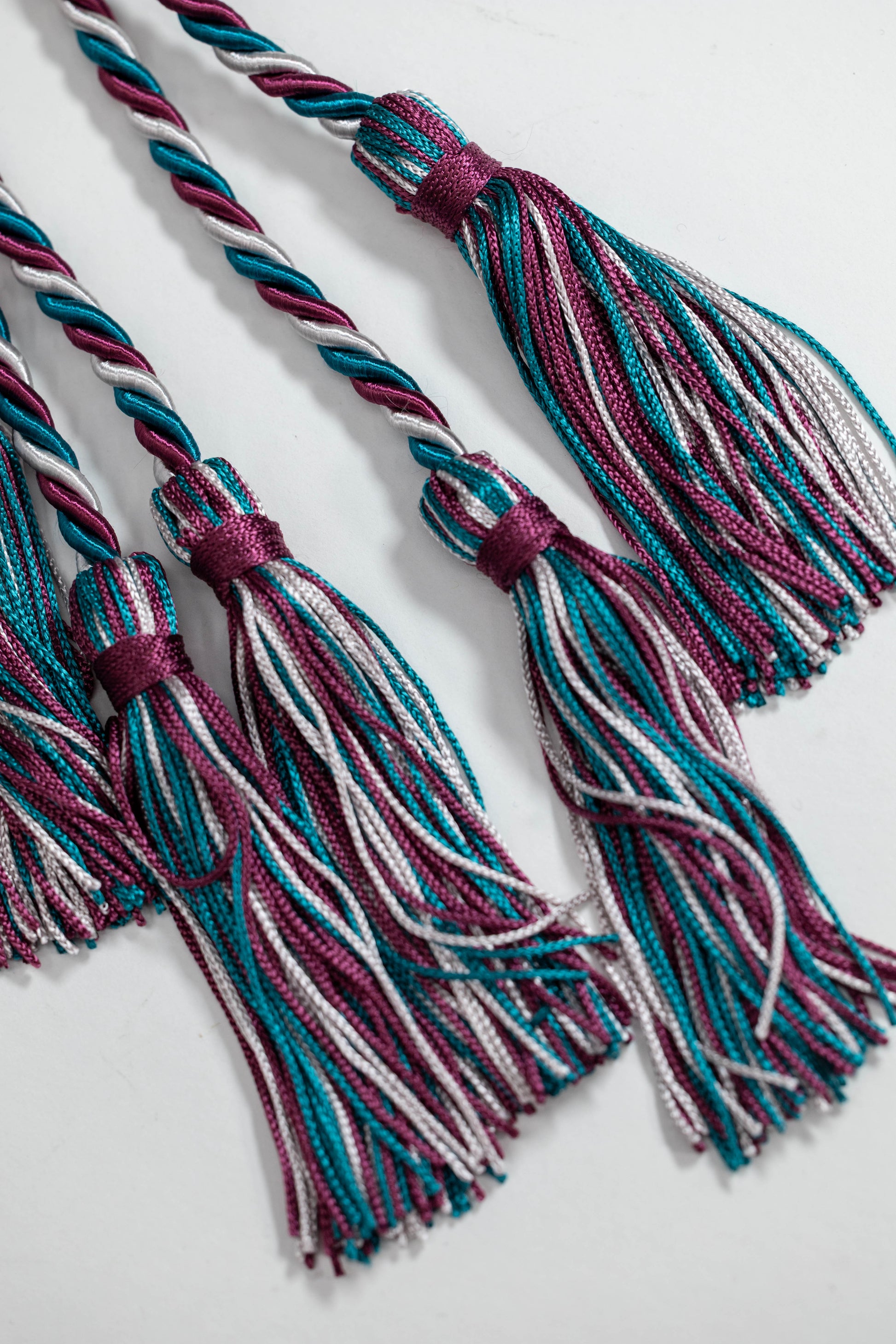 BURGUNDY, SILVER, TEAL GRADUATION CORD, HONOR CORD