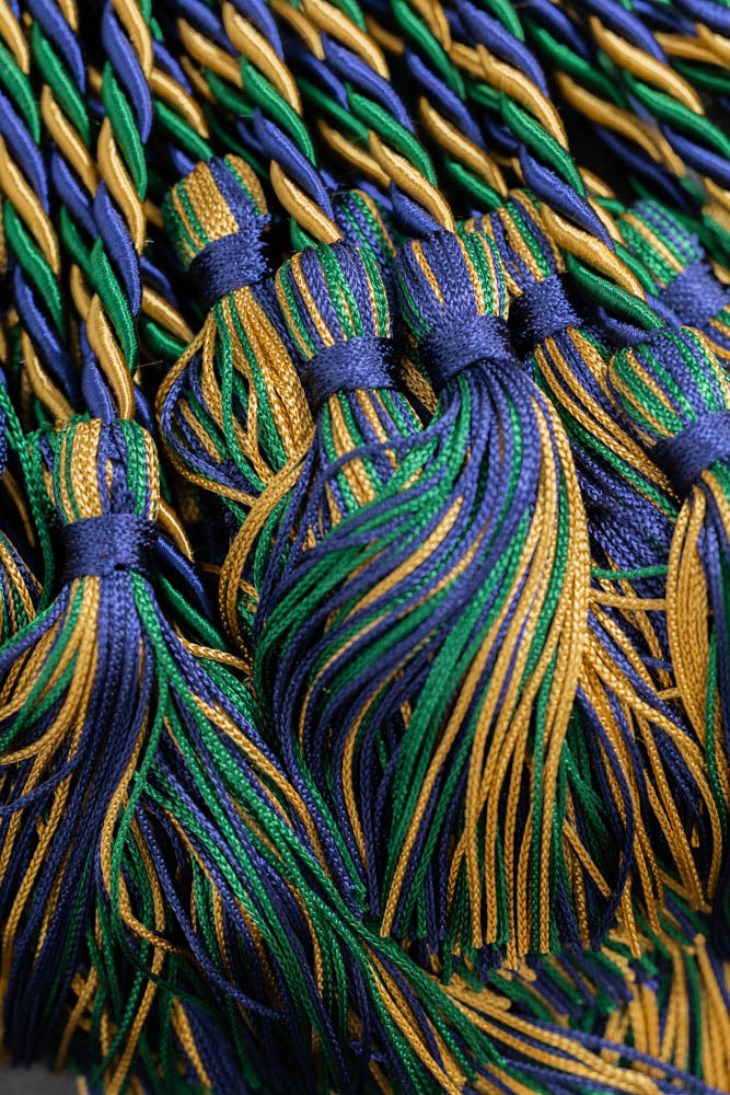 DARK GREEN, NAVY, OLD GOLD GRADUATION CORD, HONOR CORD