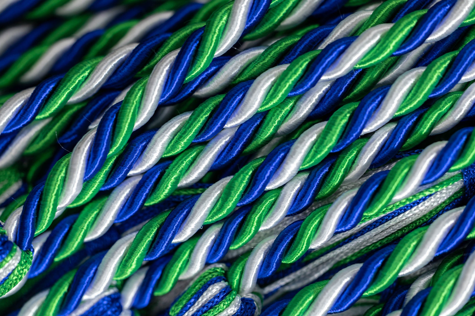Emerald, Royal Blue, White Graduation cord, Honor Cord