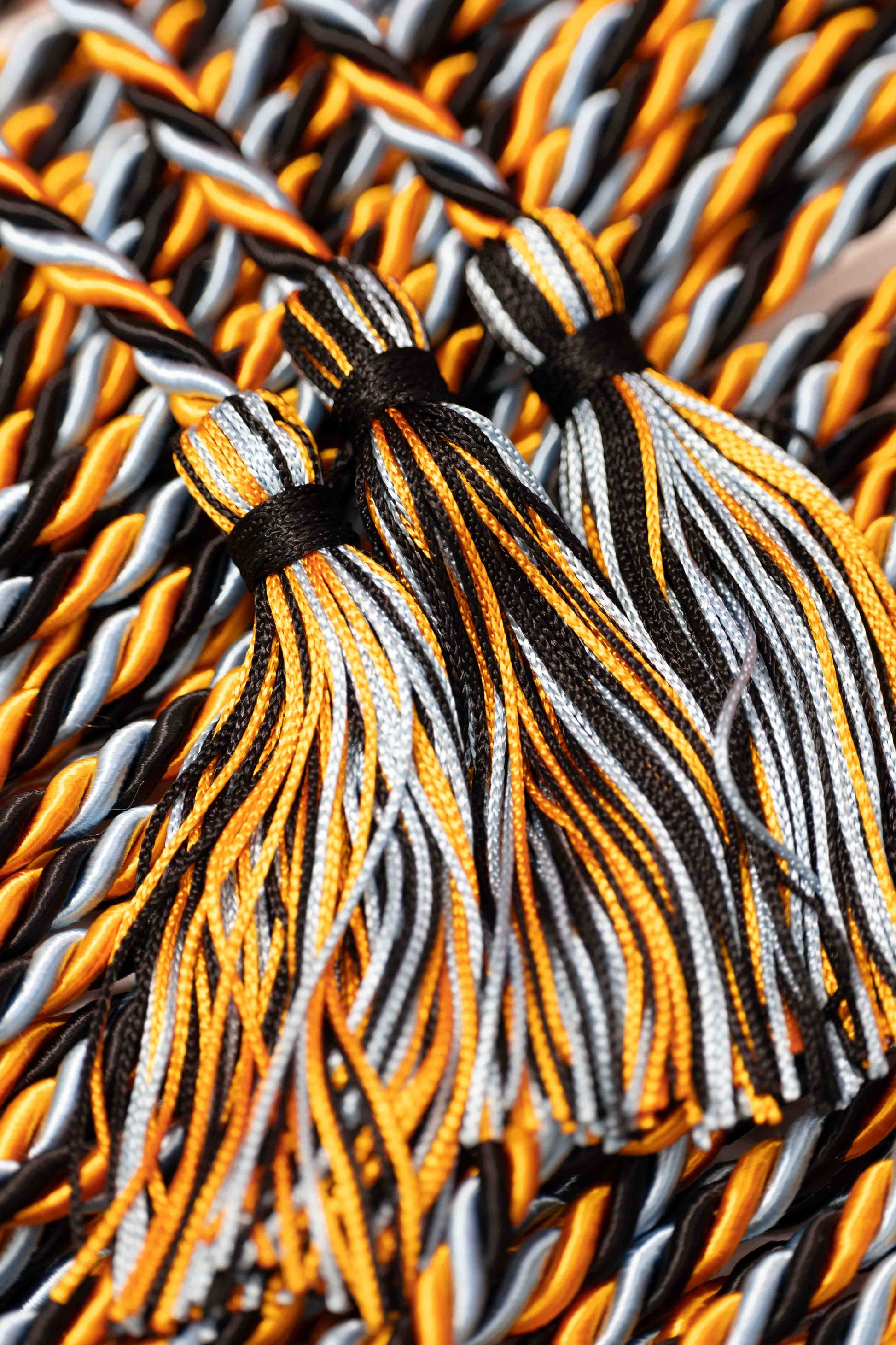 Apricot Orange, Black, Light Blue Graduation Honor Cord