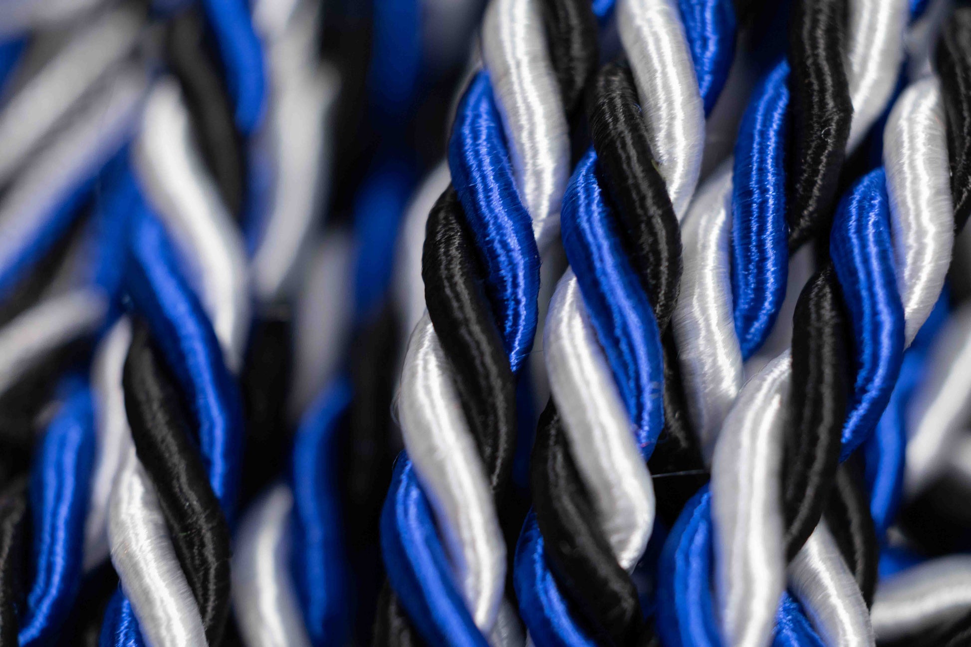 Black, Royal Blue, White Graduation Honor Cord, Twisted Cord