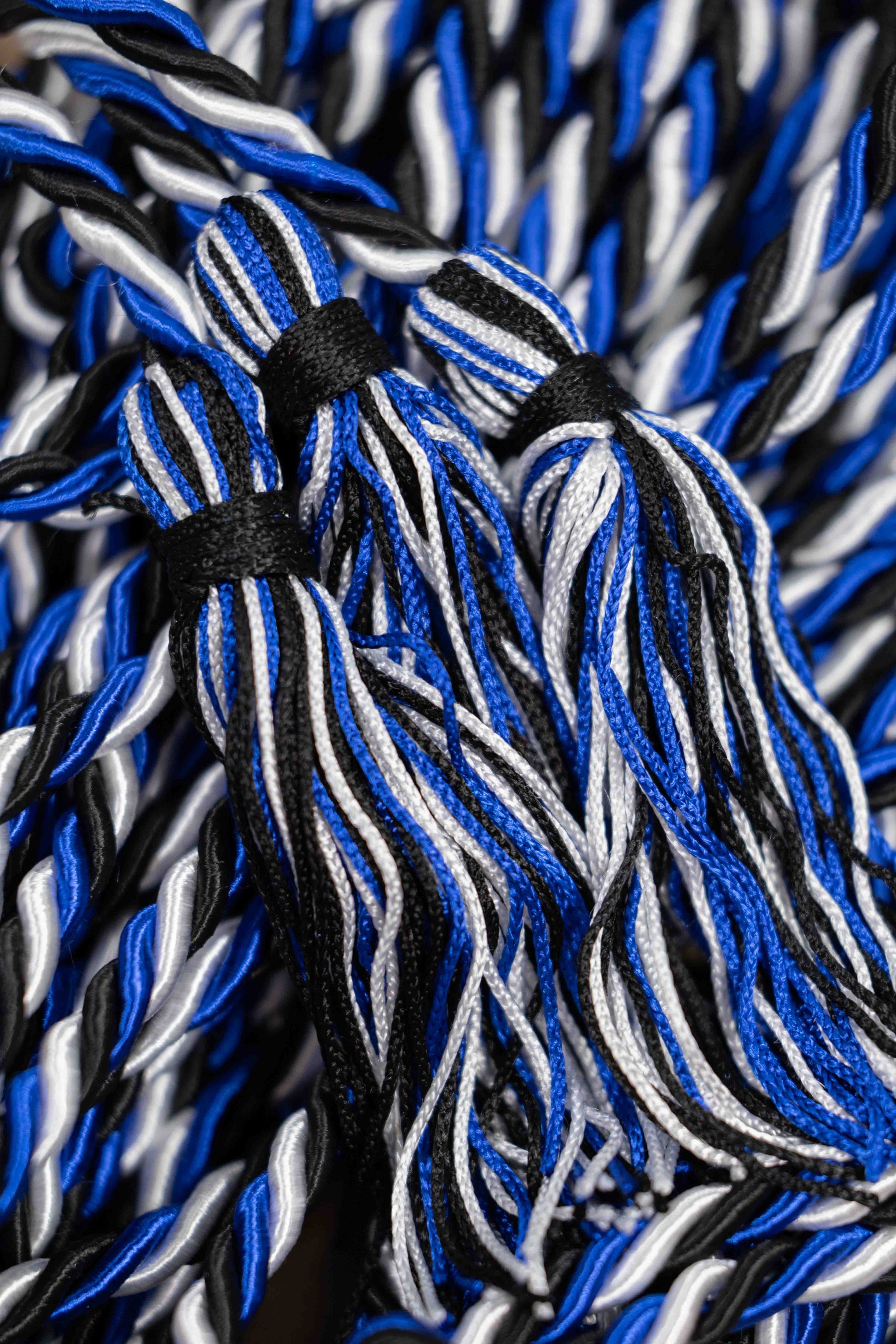 Black, Royal Blue, White Graduation Honor Cord, Twisted Cord