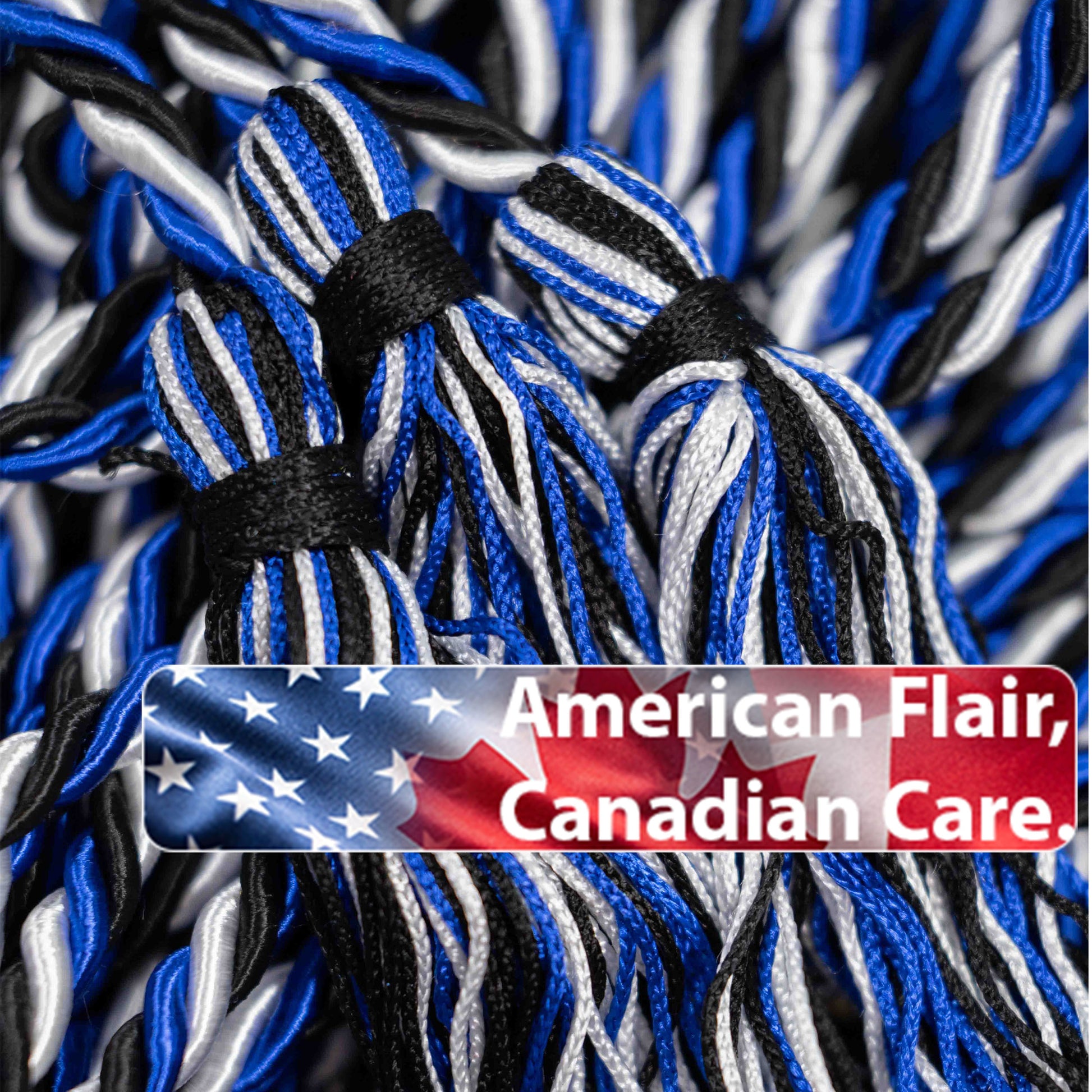 Black, Royal Blue, White Graduation Honor Cord, Twisted Cord