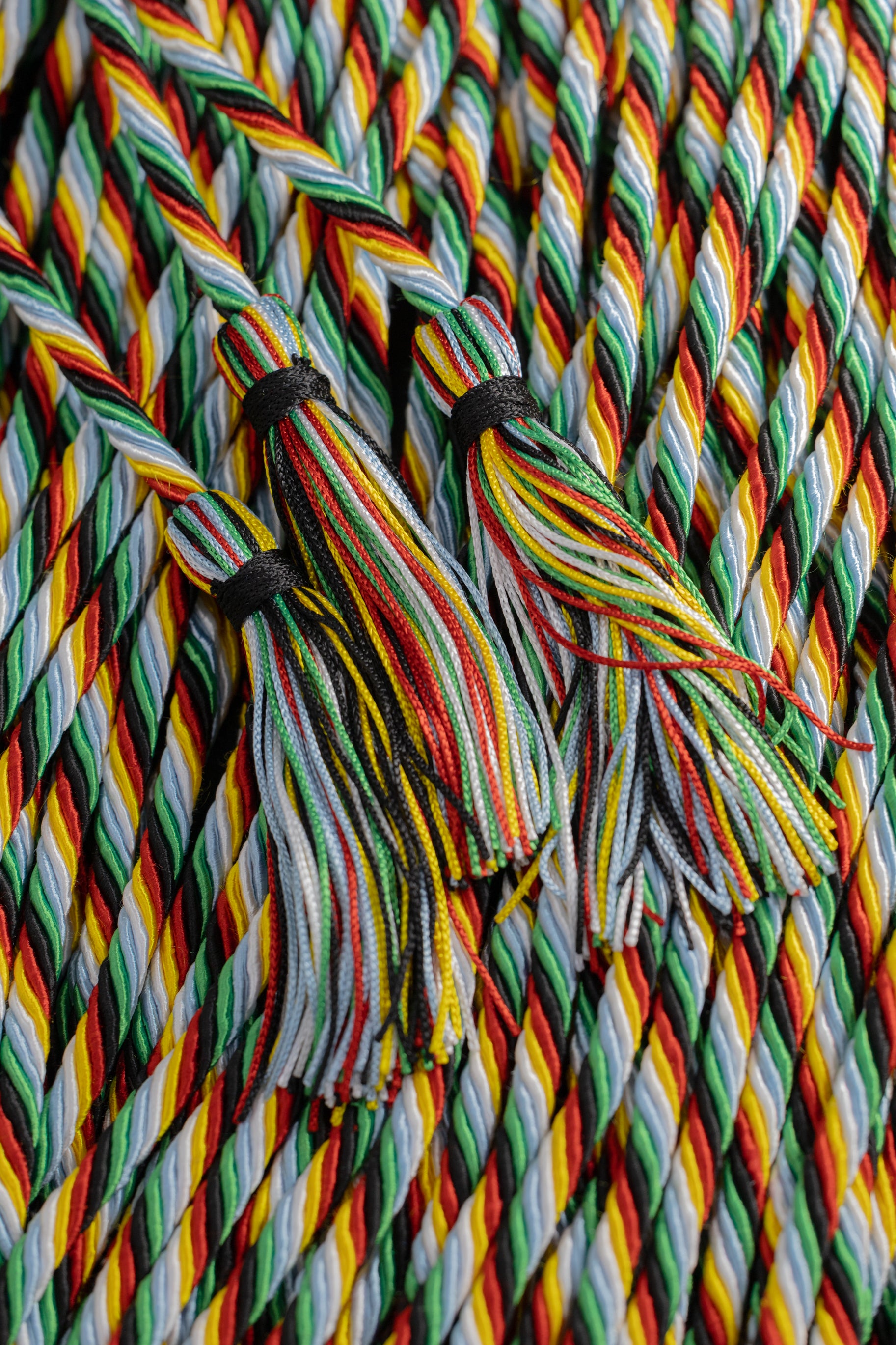 Disability Pride - Black, Emerald, Light Blue, White, Gold, Red Graduation cord