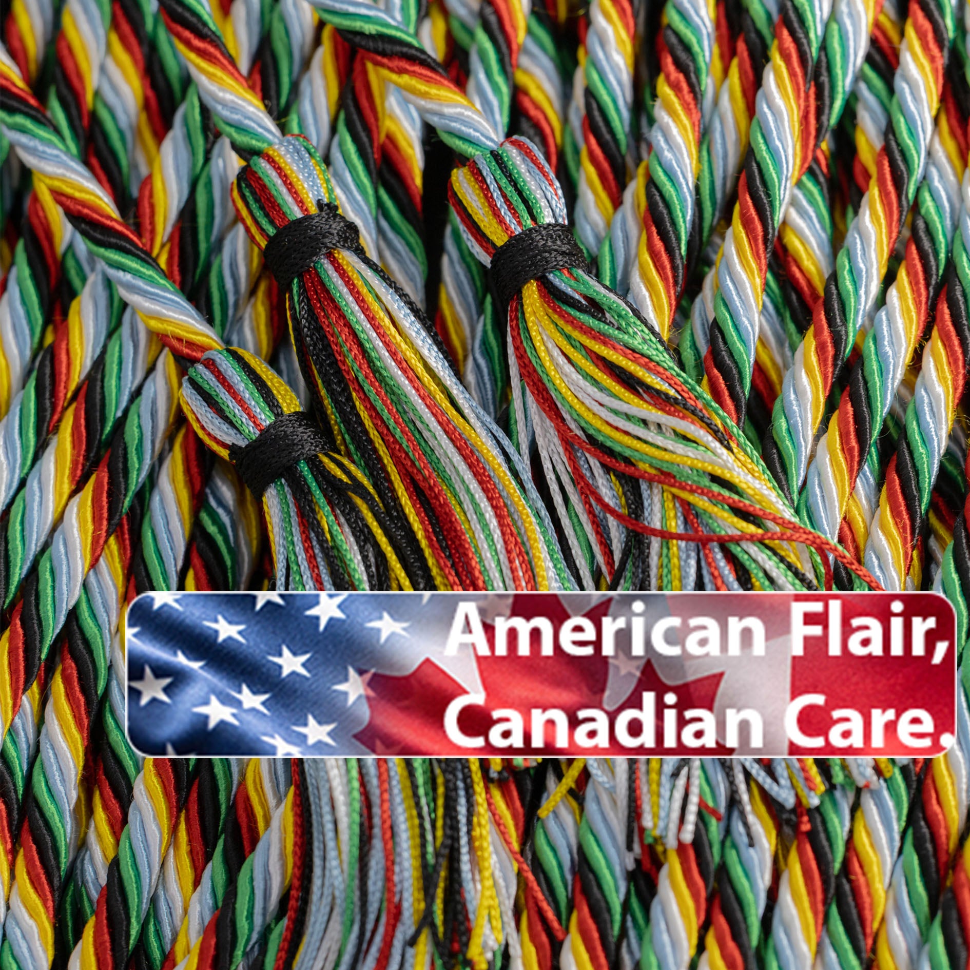 Disability Pride - Black, Emerald, Light Blue, White, Gold, Red Graduation cord