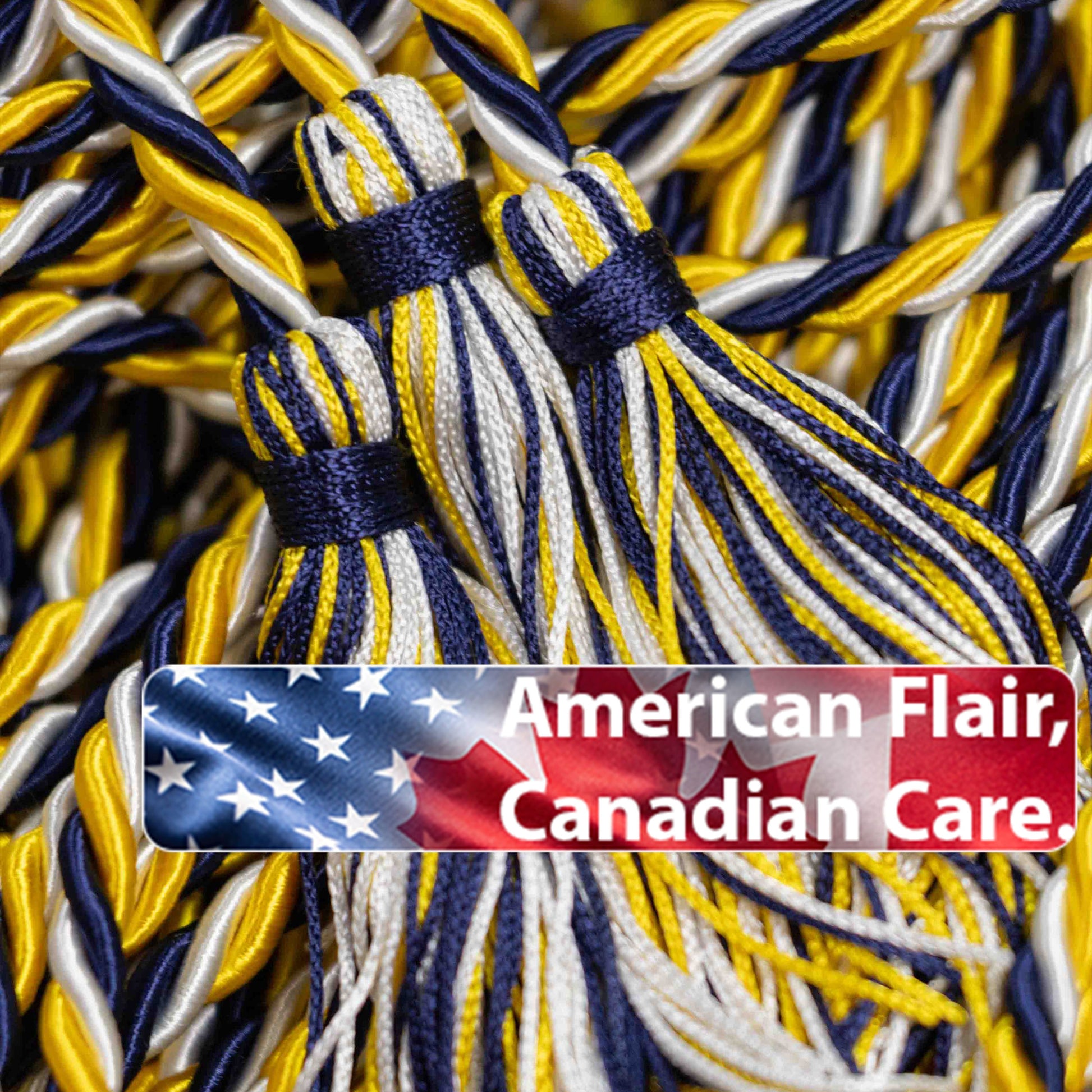 GOLD, NAVY, WHITE Graduation cord, Honor Cord