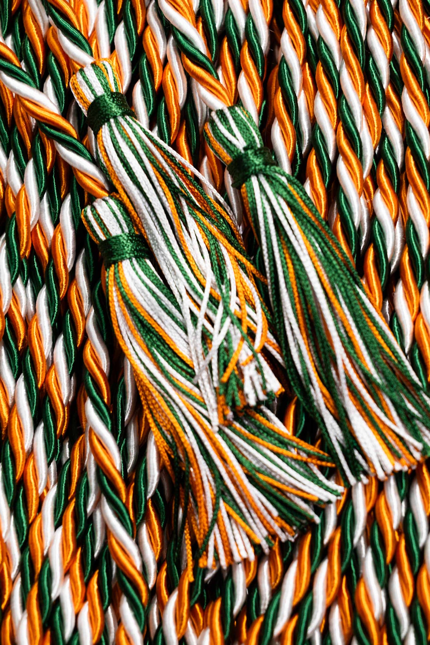 Back Order-Green, Orange, White Graduation Cord, Honor Cord