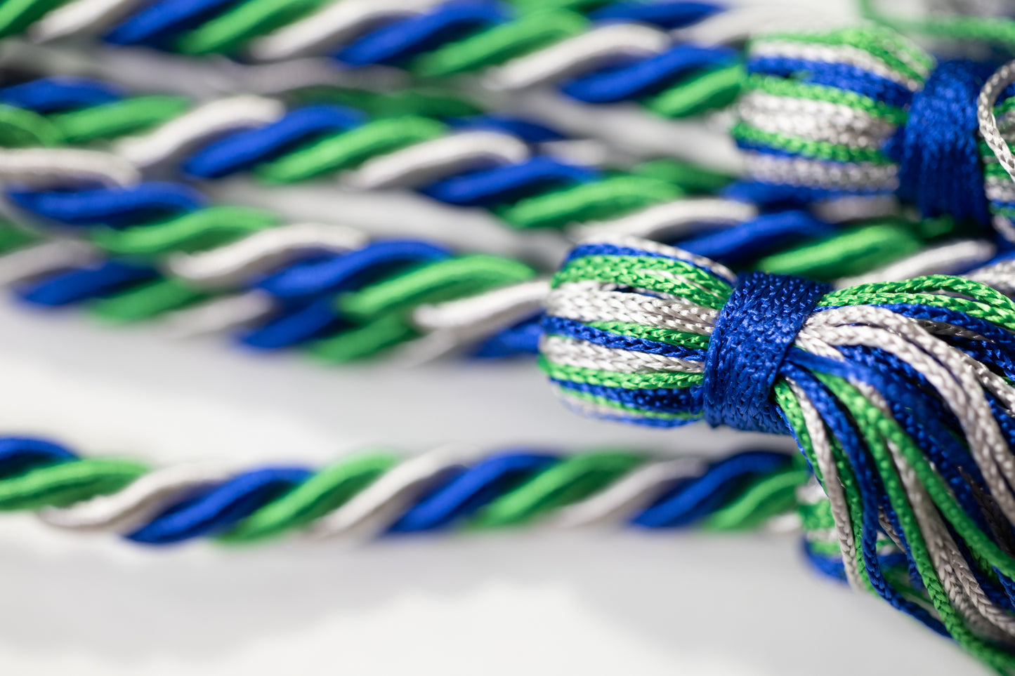 Emerald, Royal Blue, Silver Graduation Honor Cord