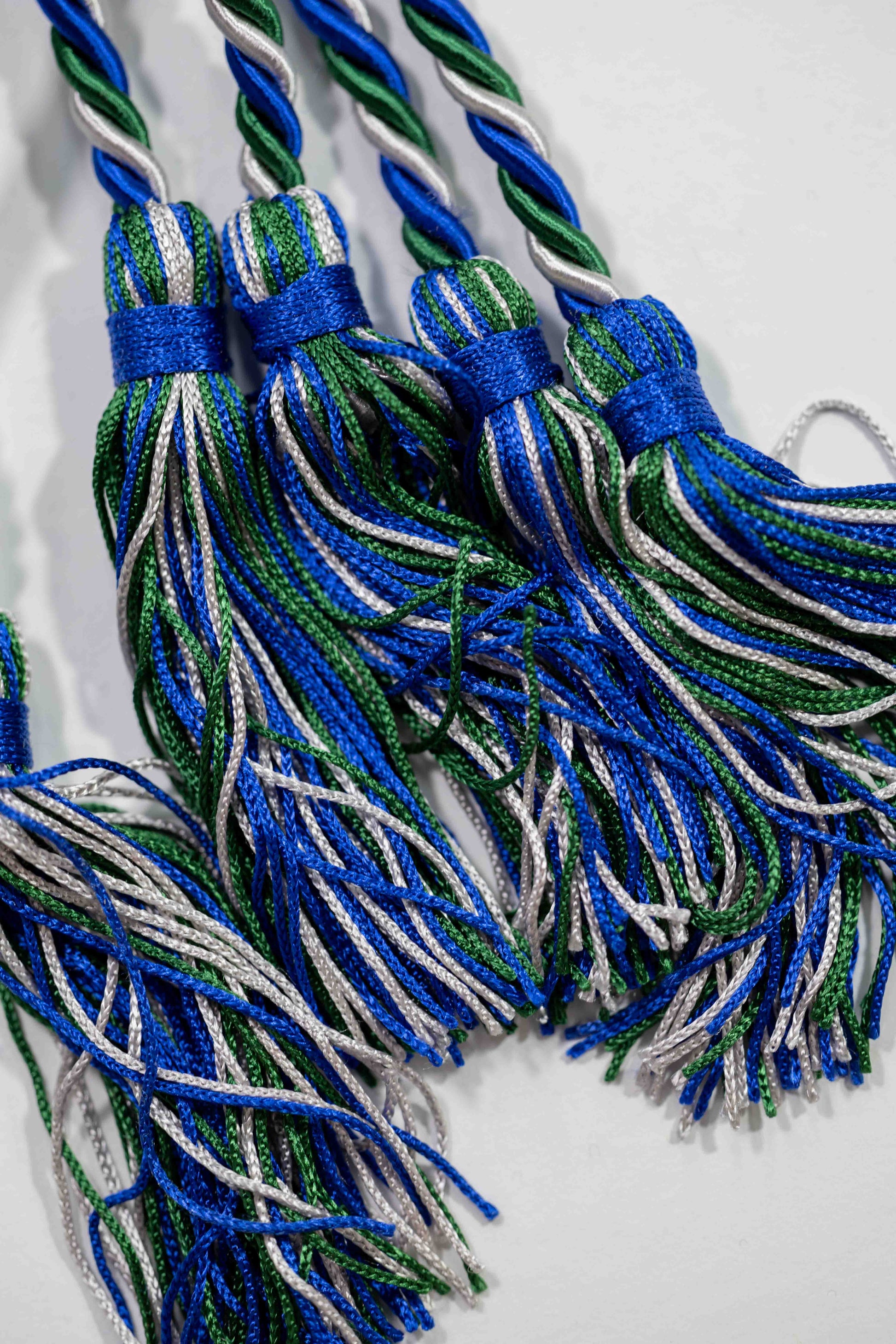 DARK GREEN, ROYAL BLUE, SILVER GRADUATION CORD, HONOR CORD