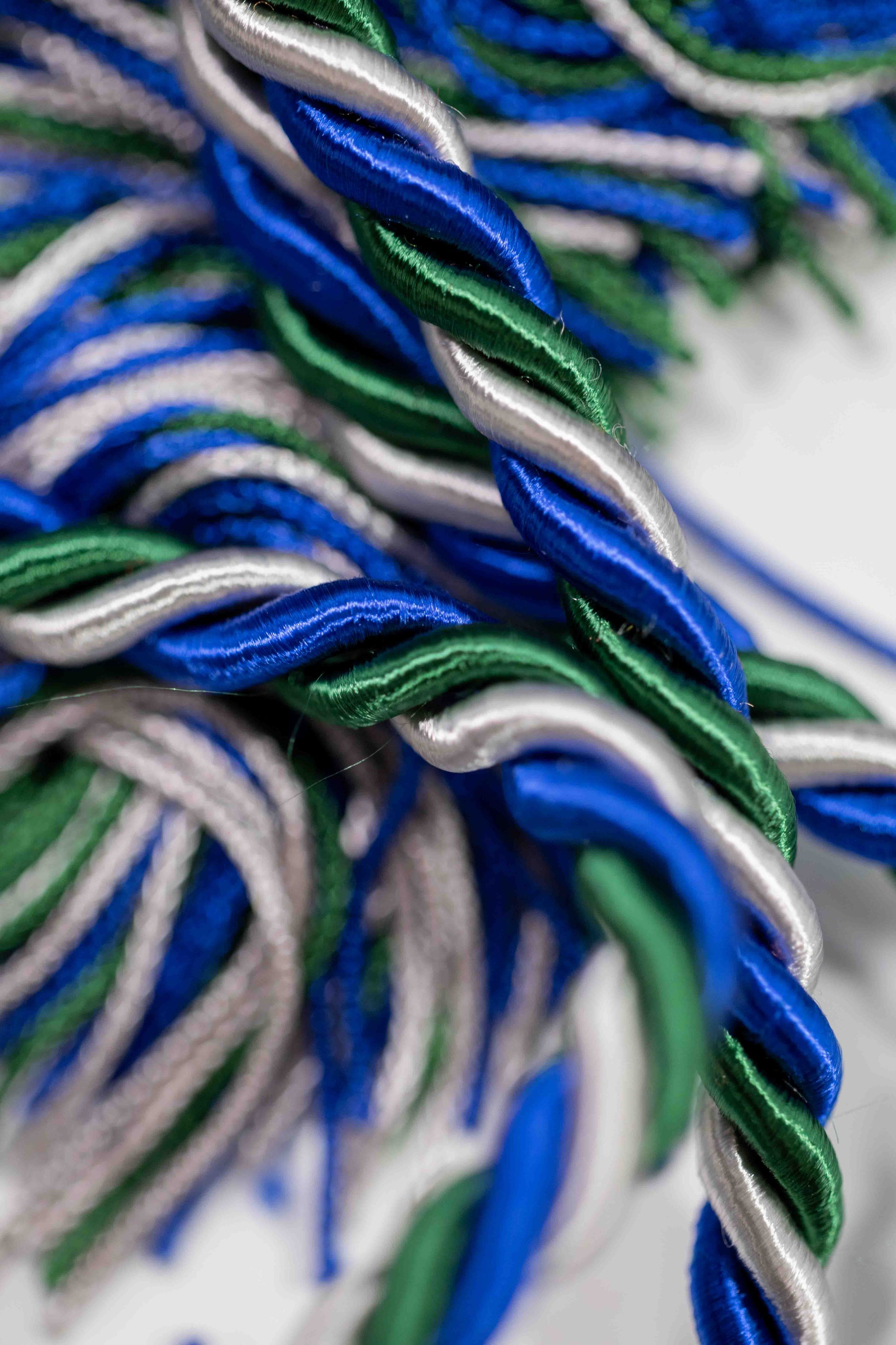 DARK GREEN, ROYAL BLUE, SILVER GRADUATION CORD, HONOR CORD