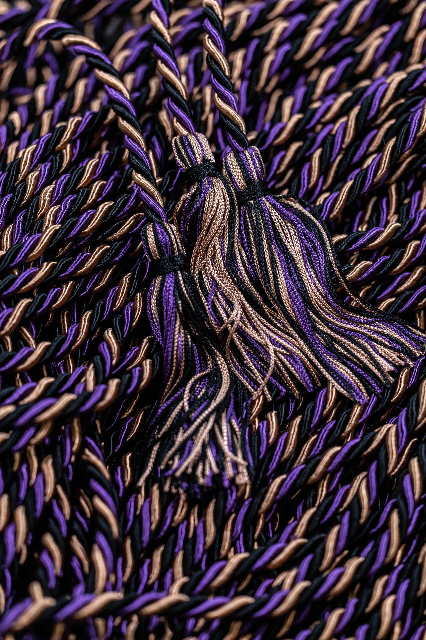 Purple, Beige Drab, Black Graduation Cord Honor Cords