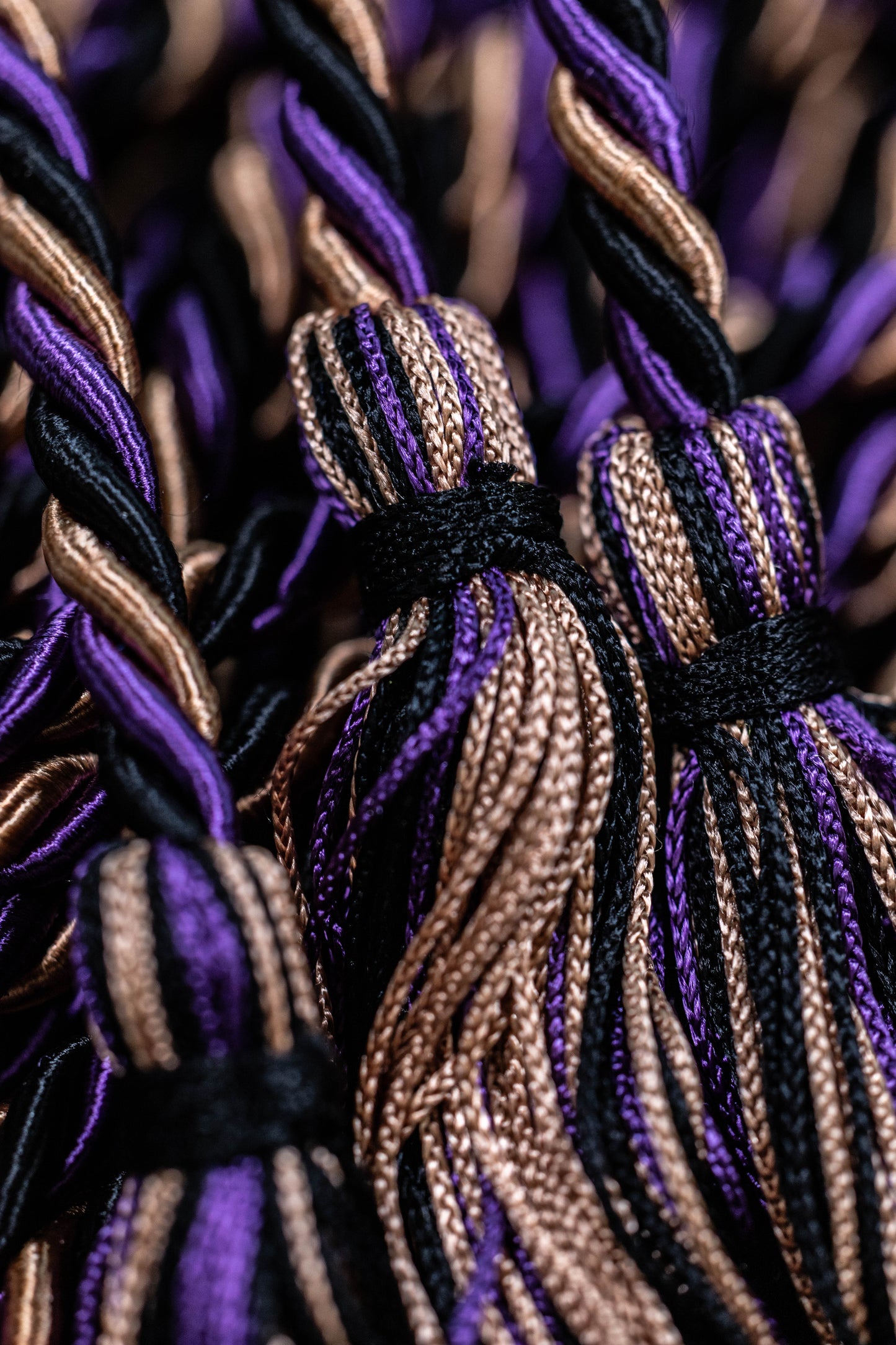 Purple, Beige Drab, Black Graduation Cord Honor Cords