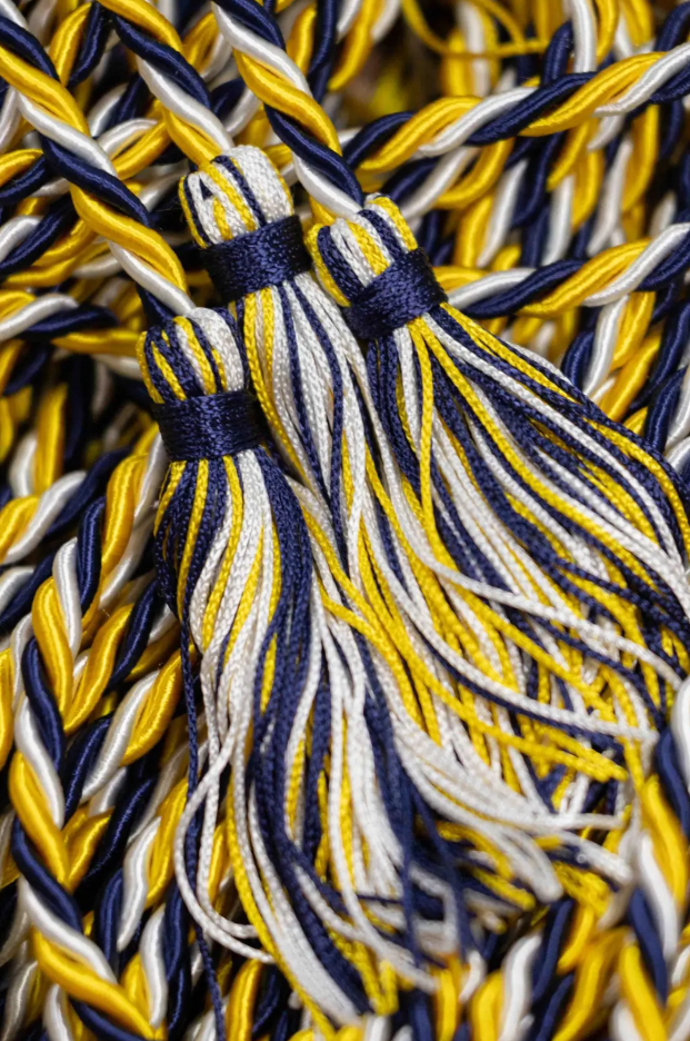 GOLD, NAVY, WHITE Graduation cord, Honor Cord