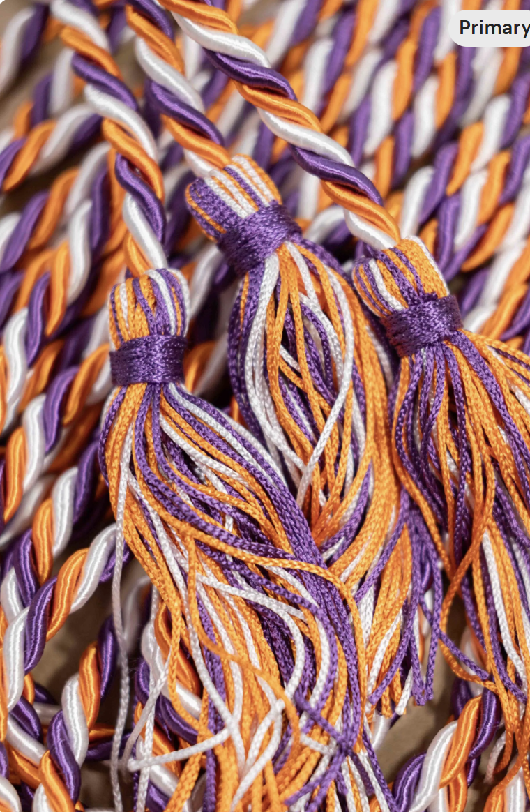 Purple, Orange, White Graduation cord, Honor Cord