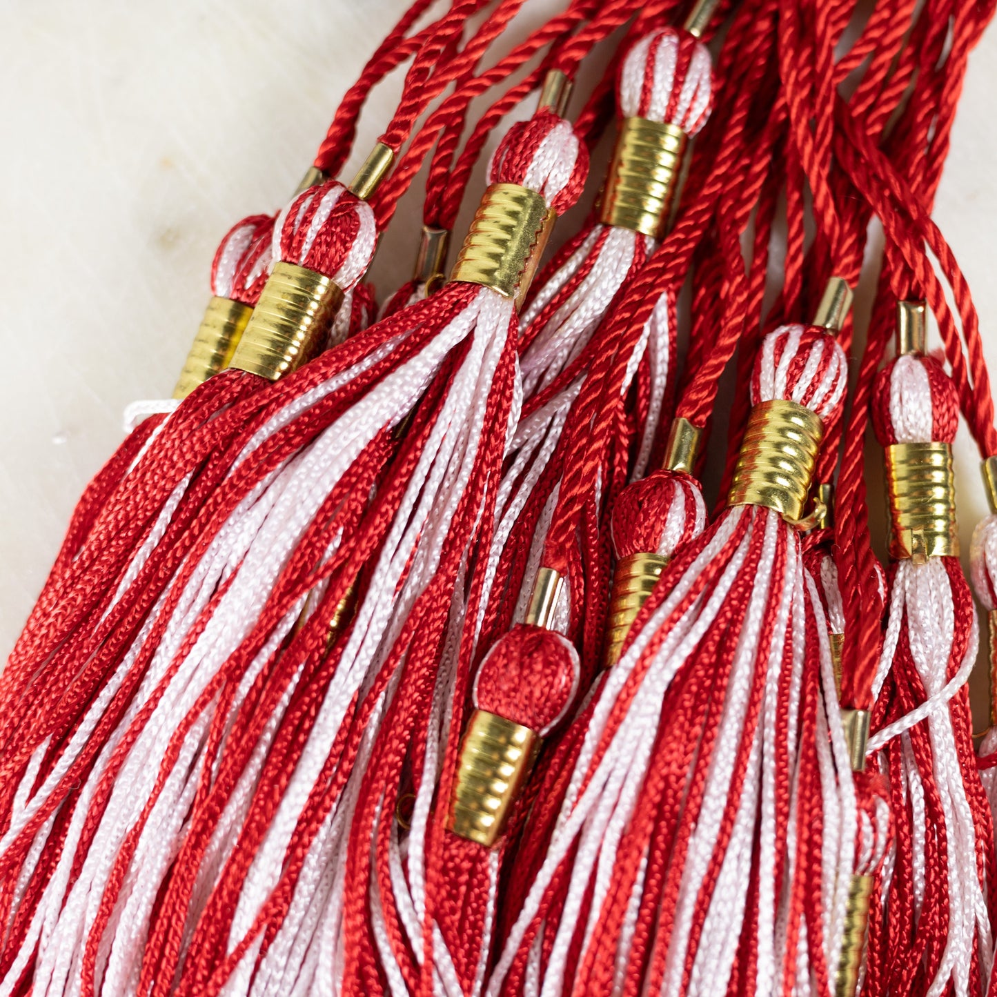 Red and White Graduation Tassel (add your very own year)