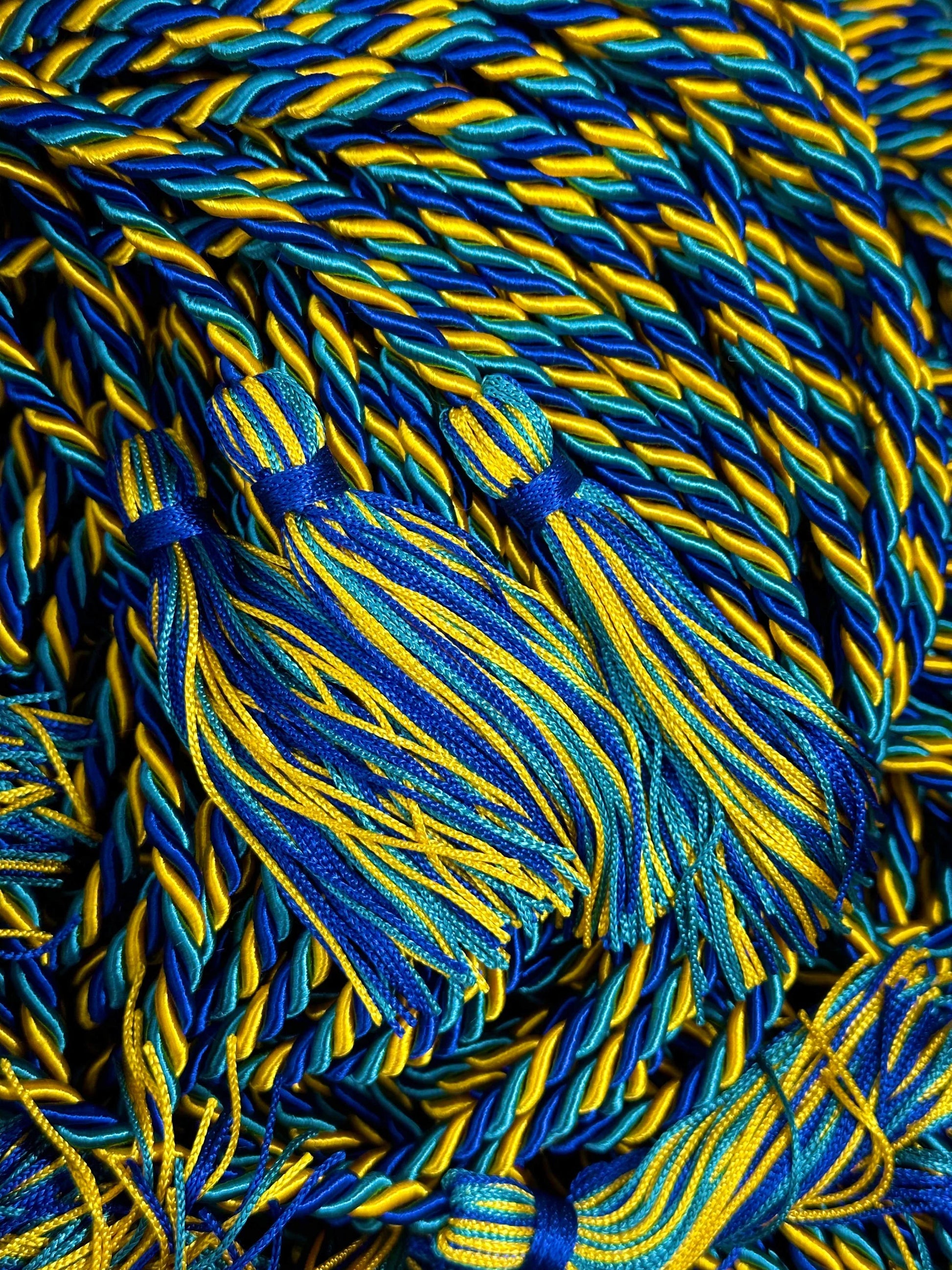 Gold, Royal Blue, Teal Graduation Honor Cord