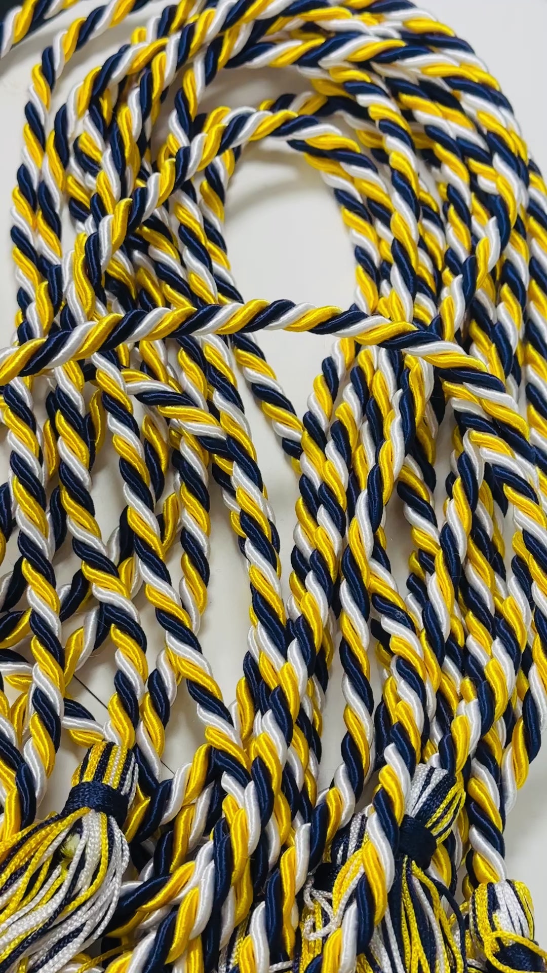 GOLD, NAVY, WHITE Graduation cord, Honor Cord