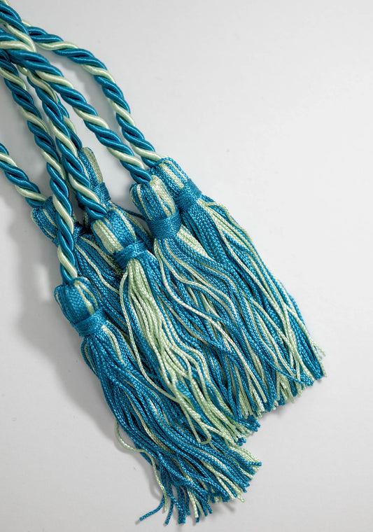 Ming Blue, Ming Blue, Mint Graduation cord, Honor Cord, Twisted Cord