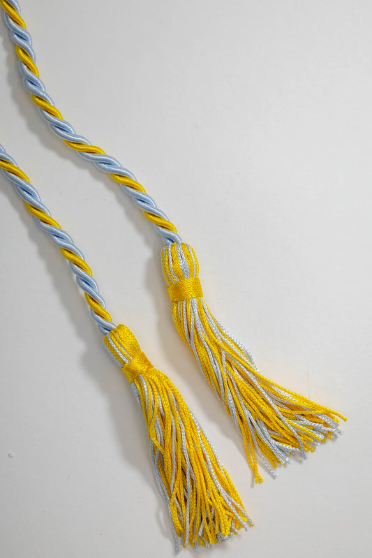 Light Blue, Light Blue and Bright Gold  Graduation cord, Honor Cord