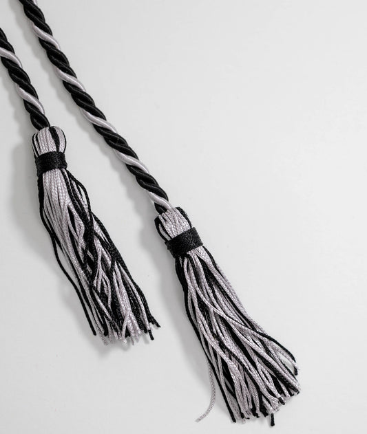 Black, Black, Silver Graduation cord, Honor Cord, Twisted Cord,