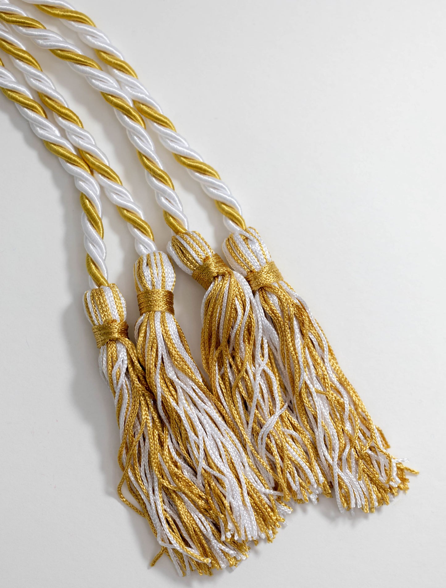 White, White, Old Gold Graduation cord, Honor Cord, Twisted Cord