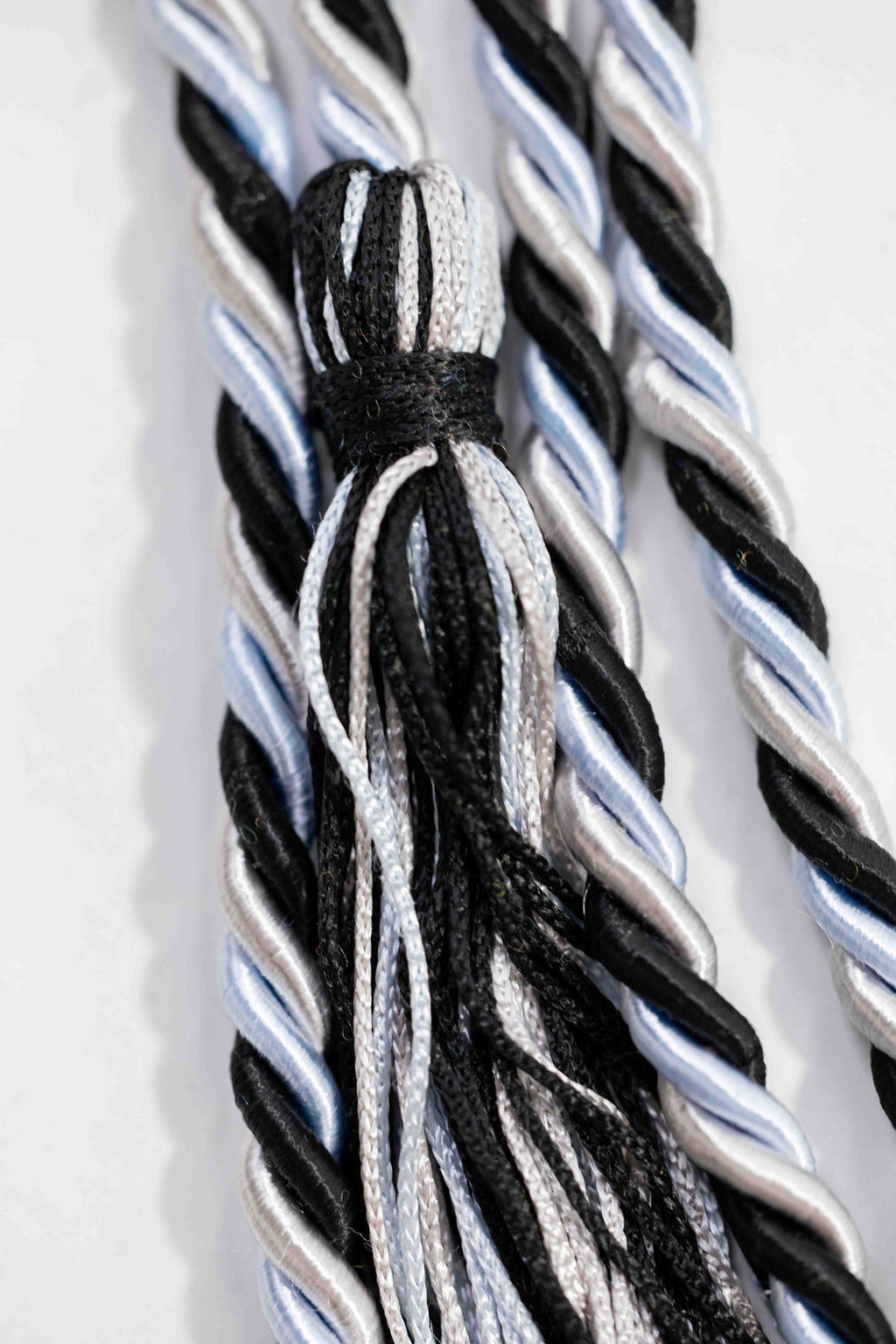 BLACK, LIGHT BLUE, SILVER GRADUATION CORD, HONOR CORD