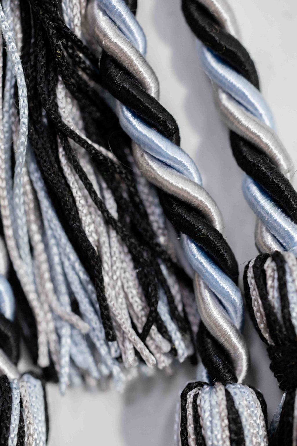 BLACK, LIGHT BLUE, SILVER GRADUATION CORD, HONOR CORD