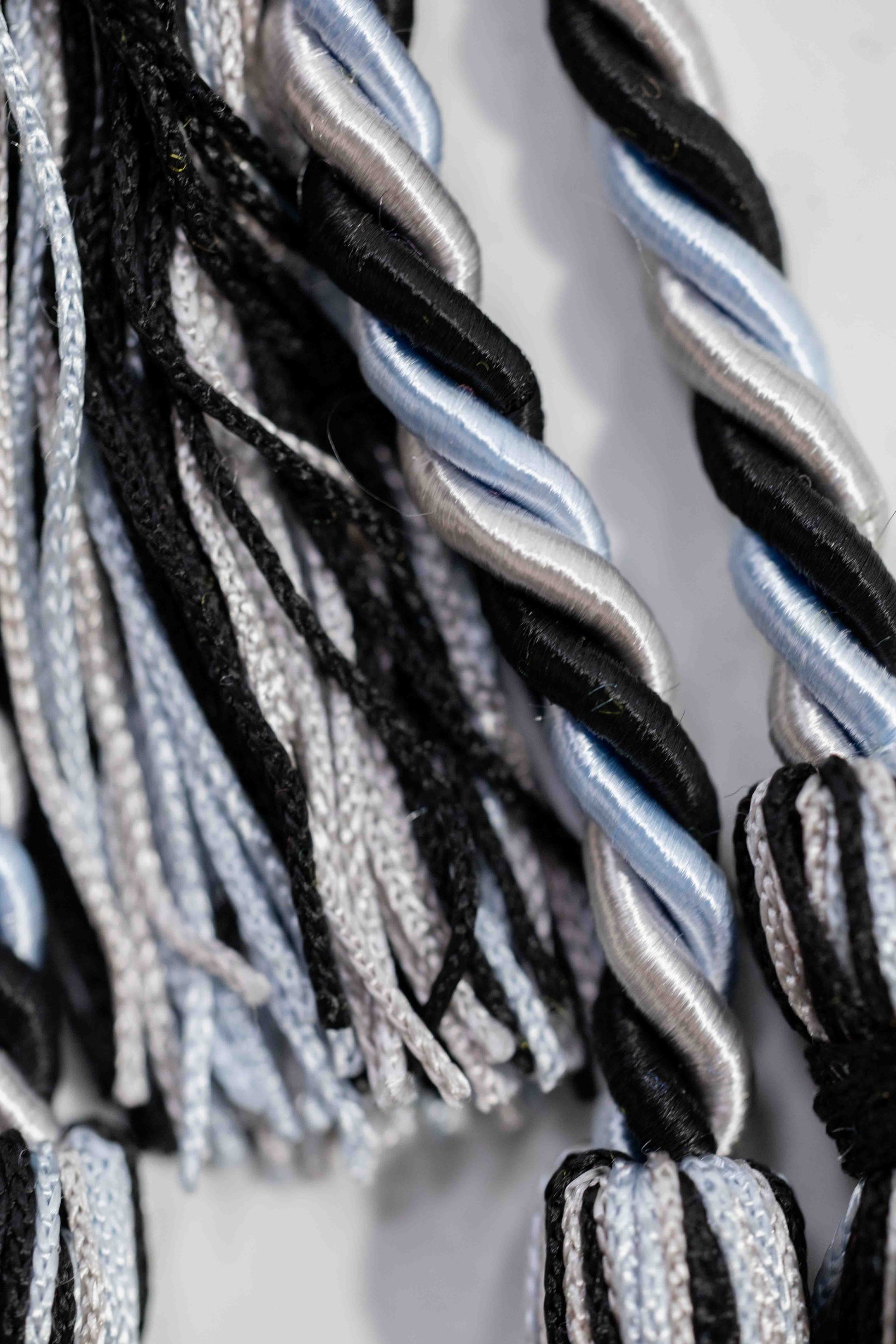 BLACK, LIGHT BLUE, SILVER GRADUATION CORD, HONOR CORD