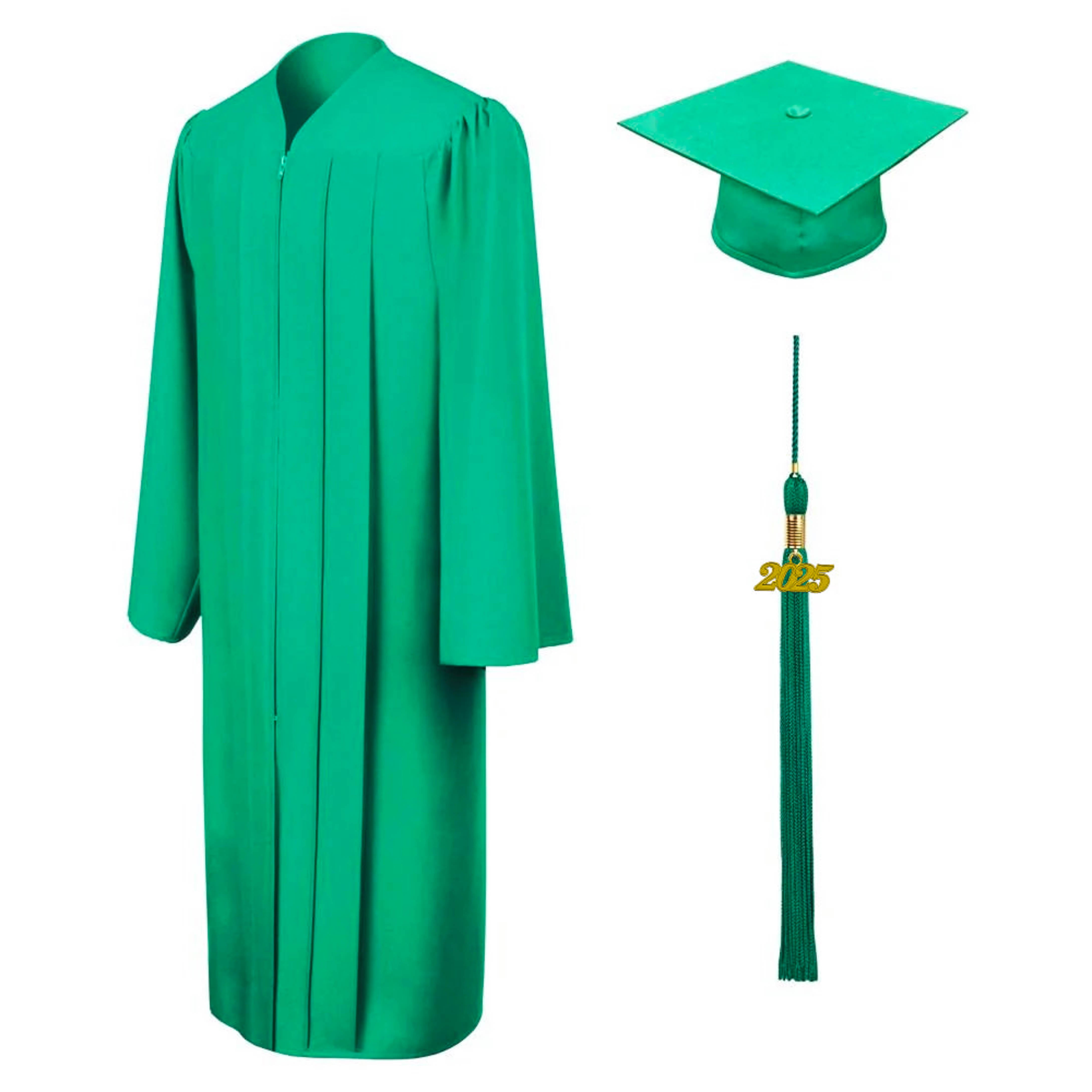 Matte Emerald Green Cap & Gown - College & University – Luxury Cords