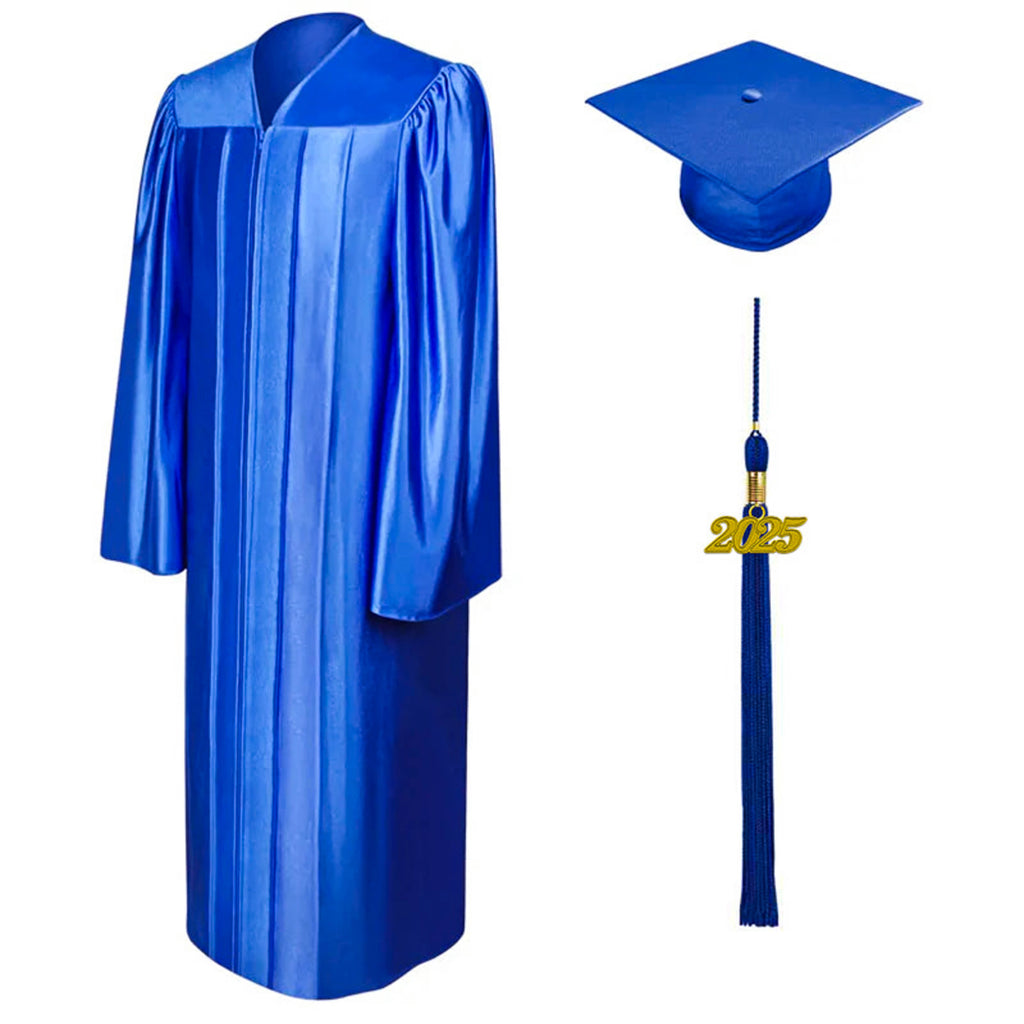 Cap and gown tassels graduation royal blue luxurycords