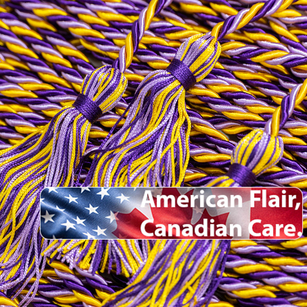 Gold, Lilac, Purple Deluxe Graduation cord, Honor Cord