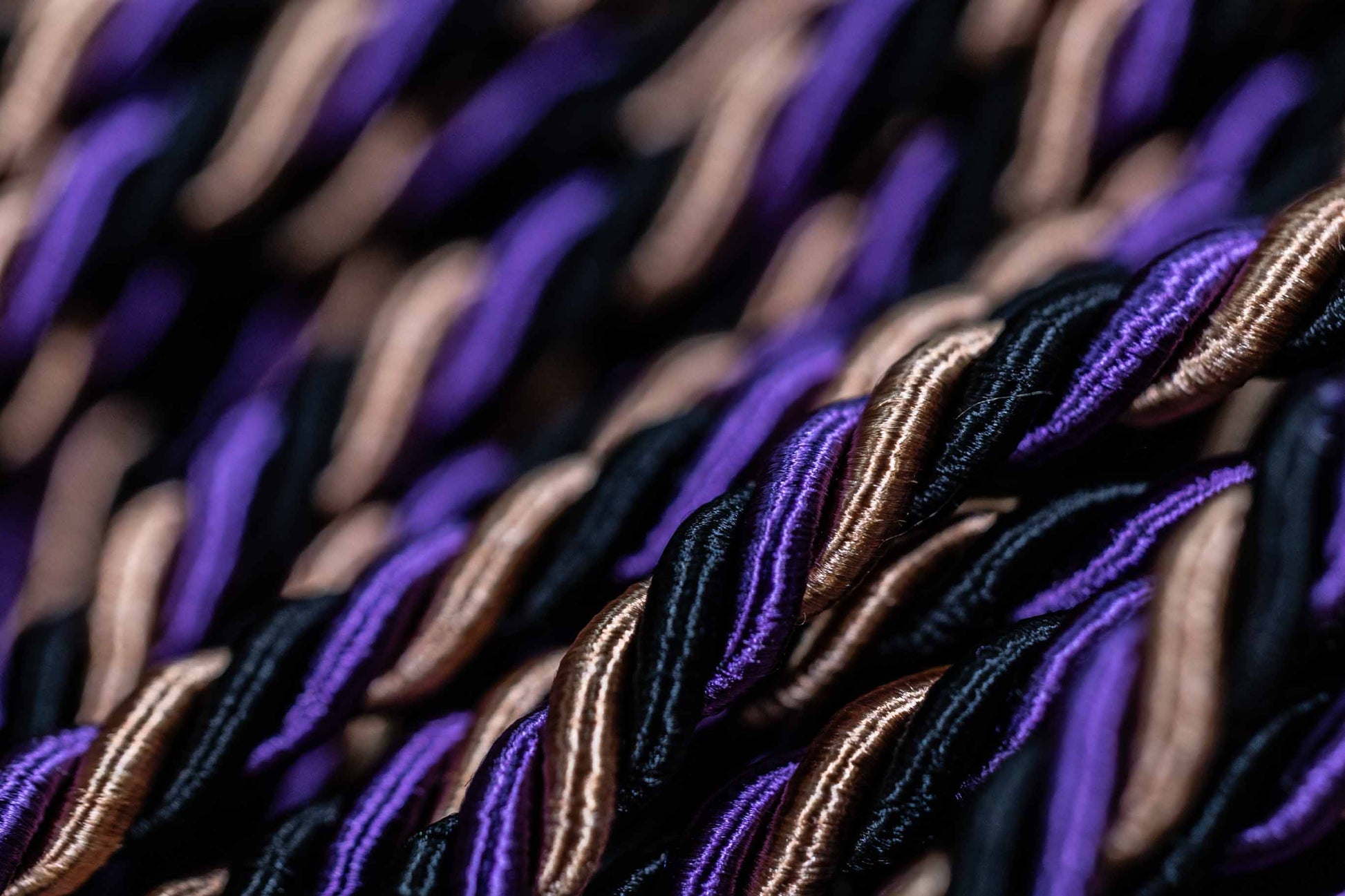 Black, Drab (Beige), Purple Graduation Cord Honor Cords