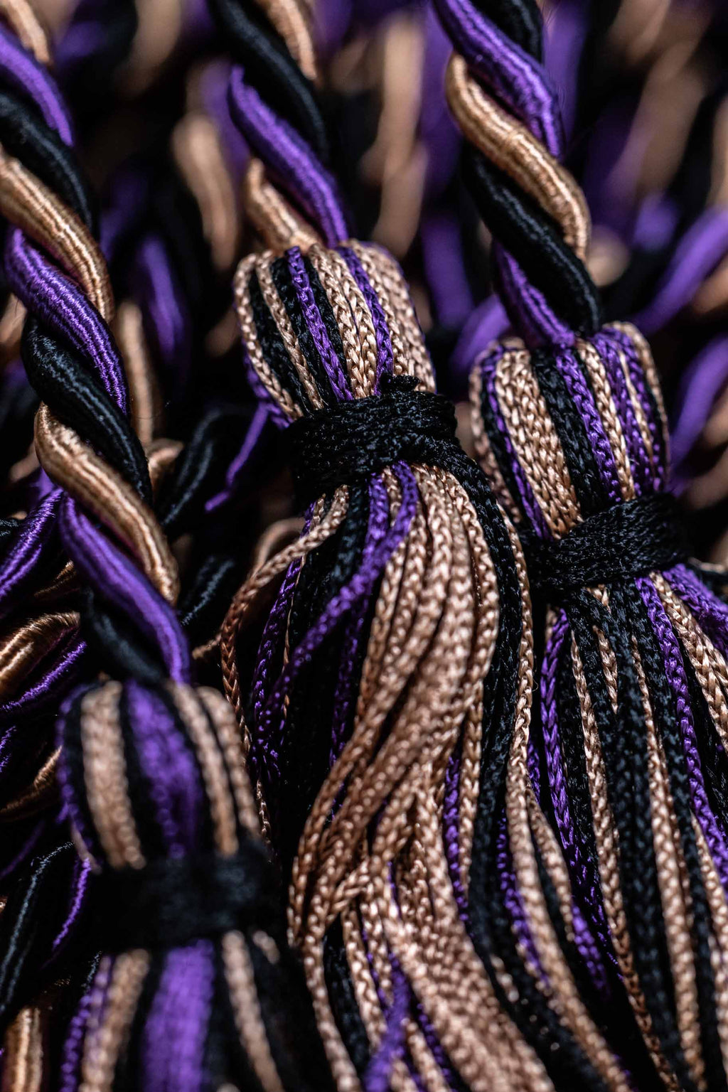 Black, Drab (Beige), Purple Graduation Cord Honor Cords