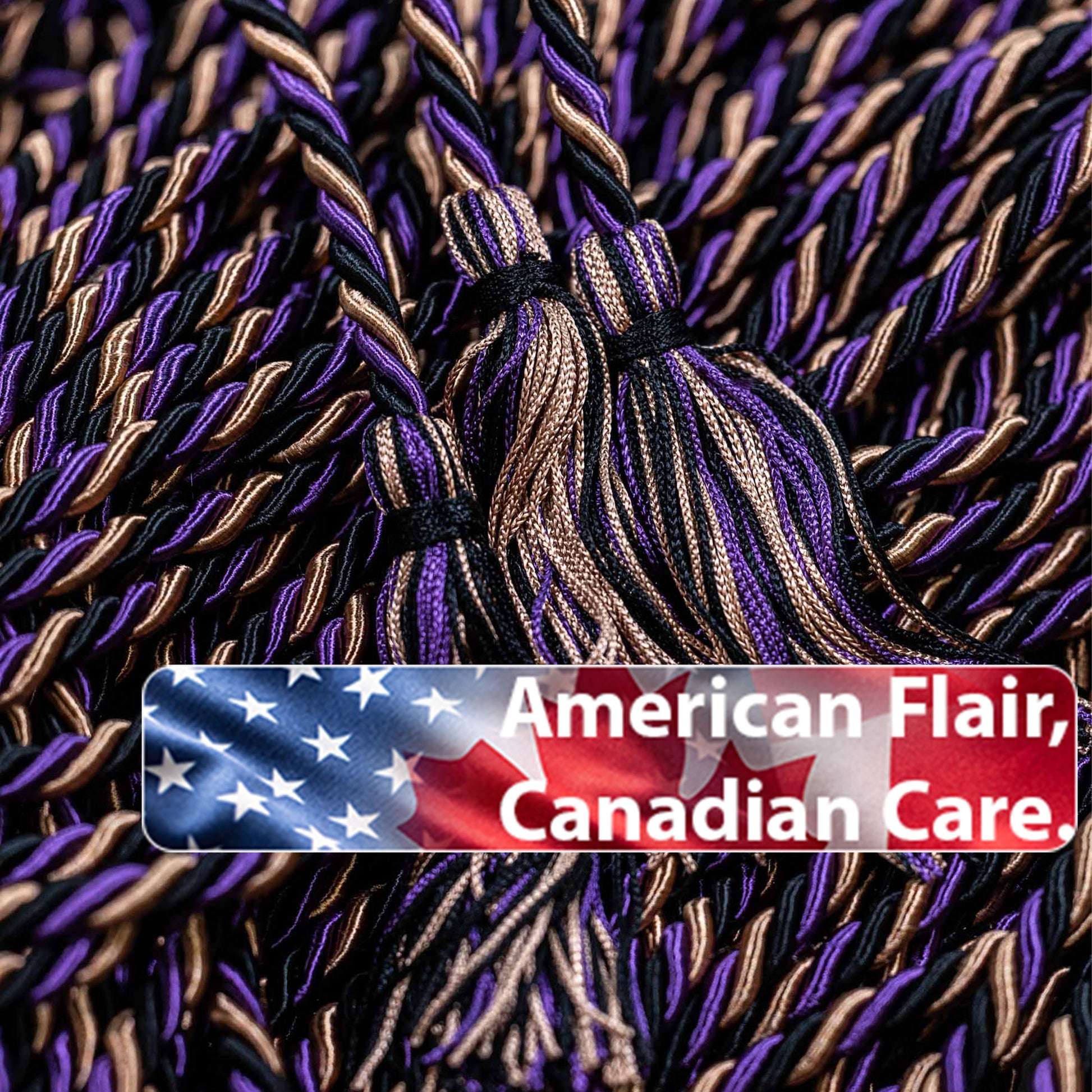 Black, Drab (Beige), Purple Graduation Cord Honor Cords