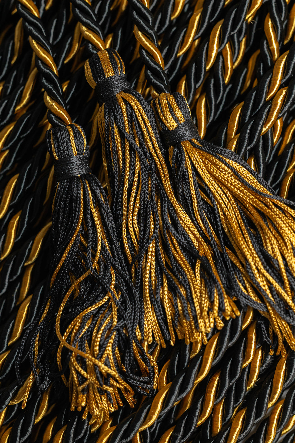 BLACK, BLACK, OLD GOLD GRADUATION CORD, HONOR CORD