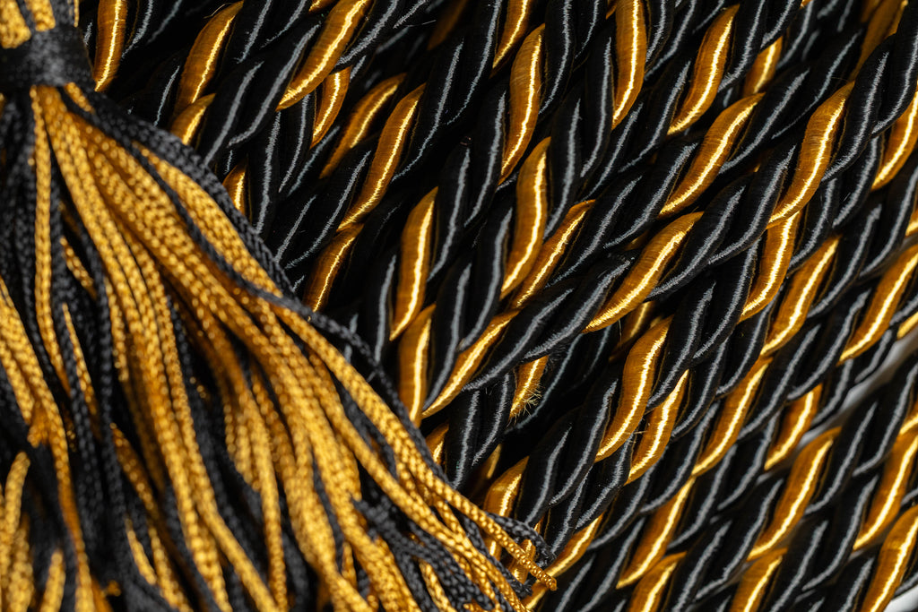 BLACK, BLACK, OLD GOLD GRADUATION CORD, HONOR CORD