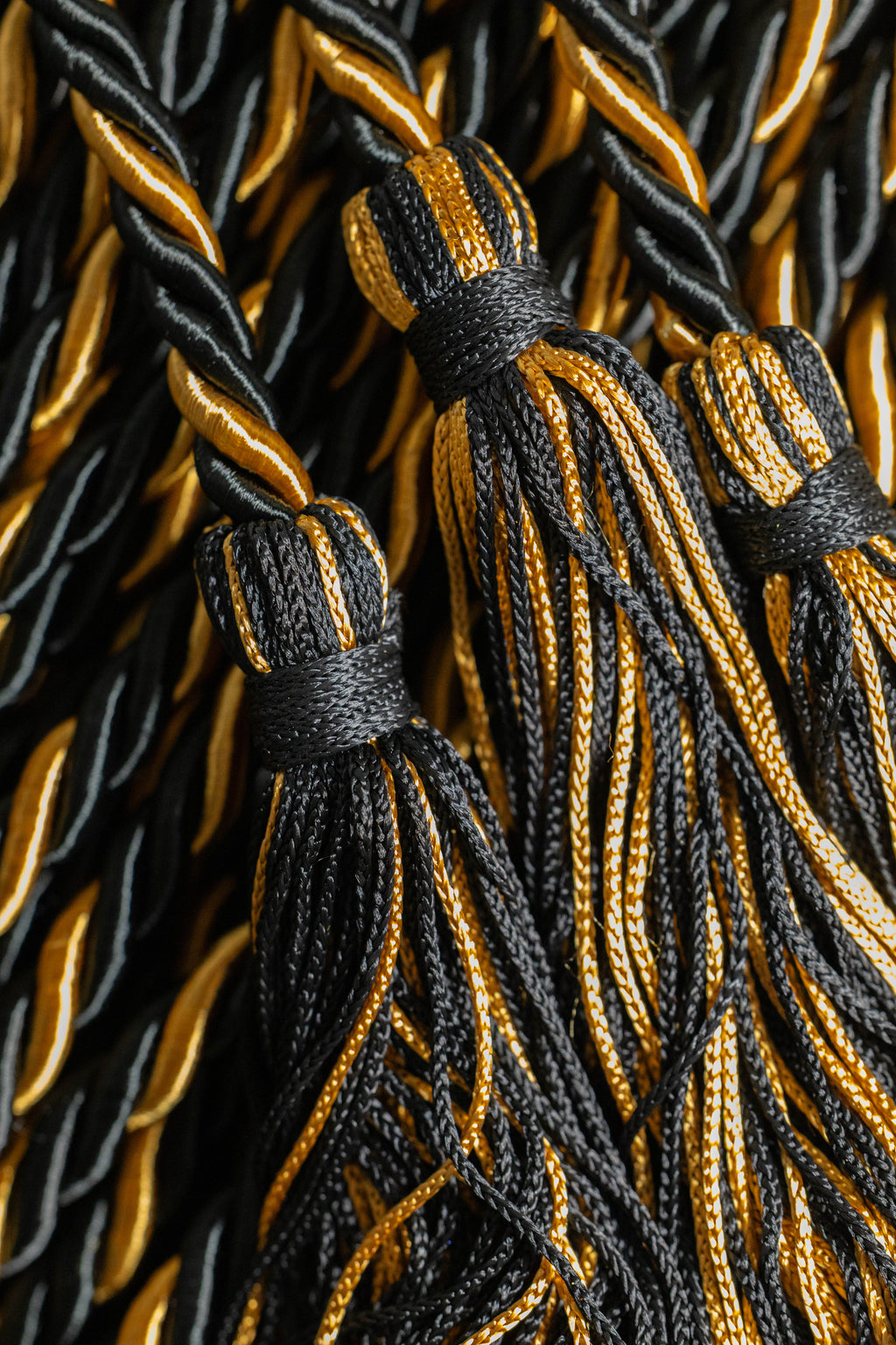 BLACK, BLACK, OLD GOLD GRADUATION CORD, HONOR CORD