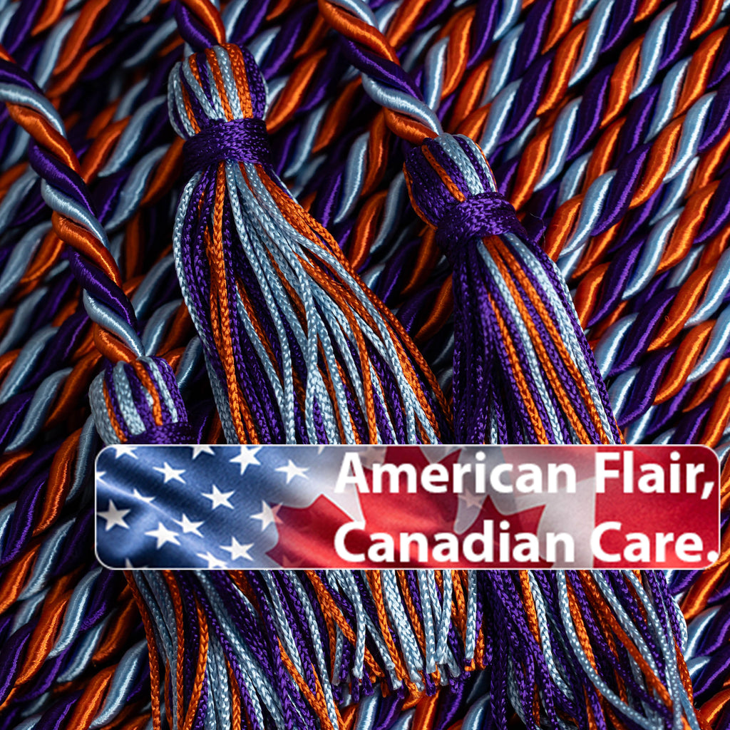 LIGHT BLUE, ORANGE, PURPLE GRADUATION CORD, HONOR CORD
