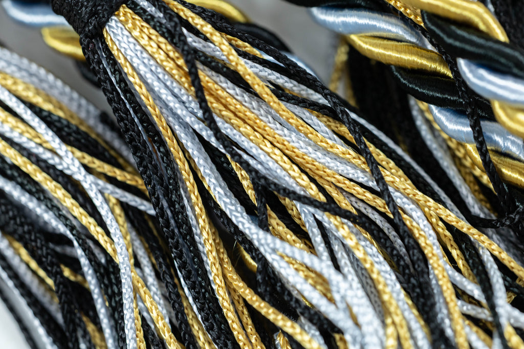 Antique Gold, Black, Light Blue Graduation cord, Honor Cord