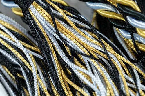 Antique Gold, Black, Light Blue Graduation cord, Honor Cord